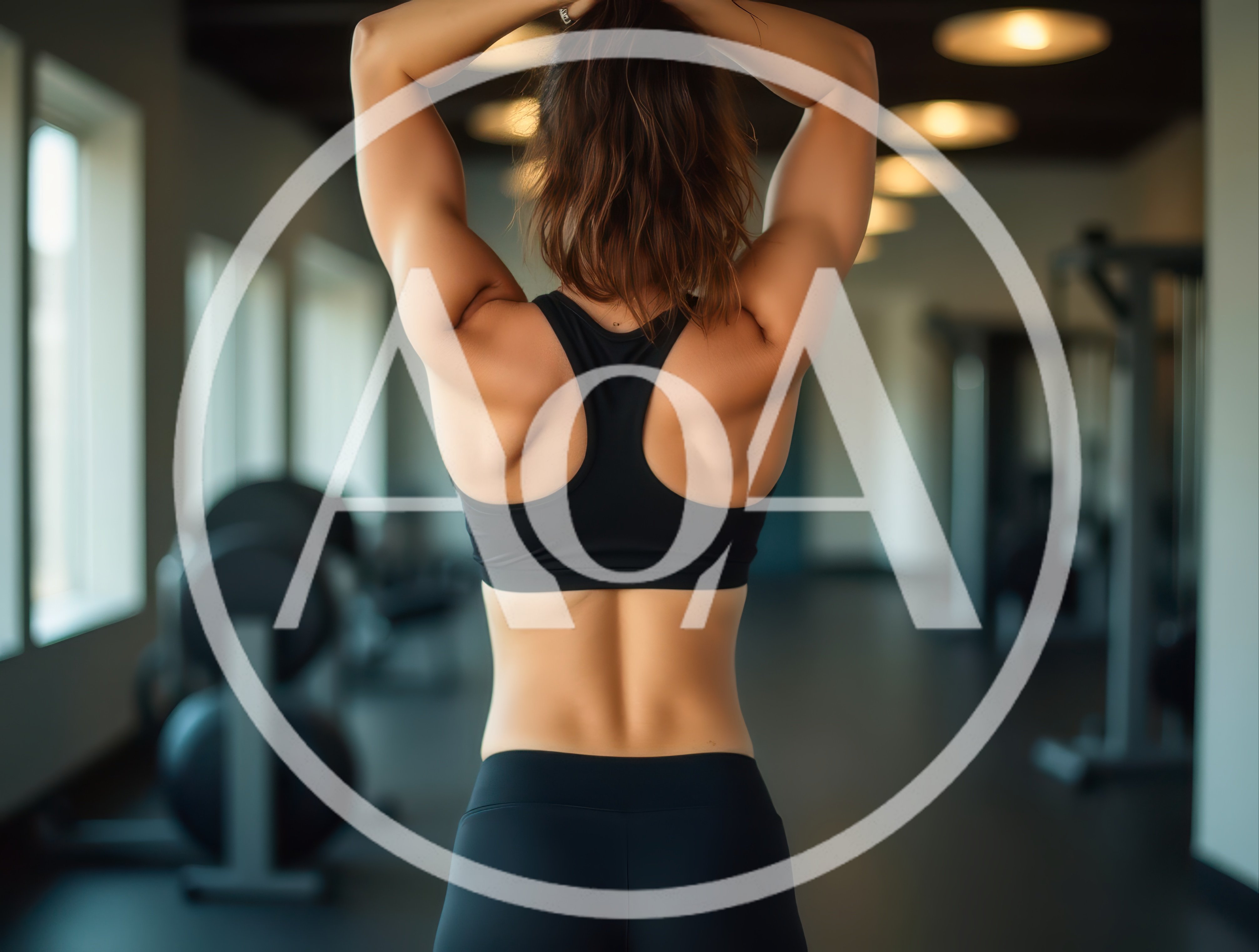 Fit Woman Stretching Arms In A Modern Gym