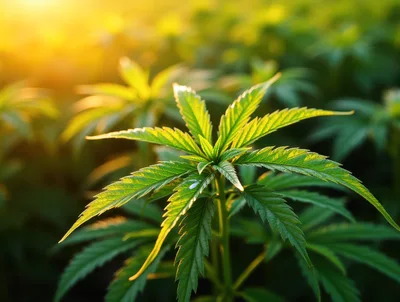 Cannabis Plant Growing in Sunlight