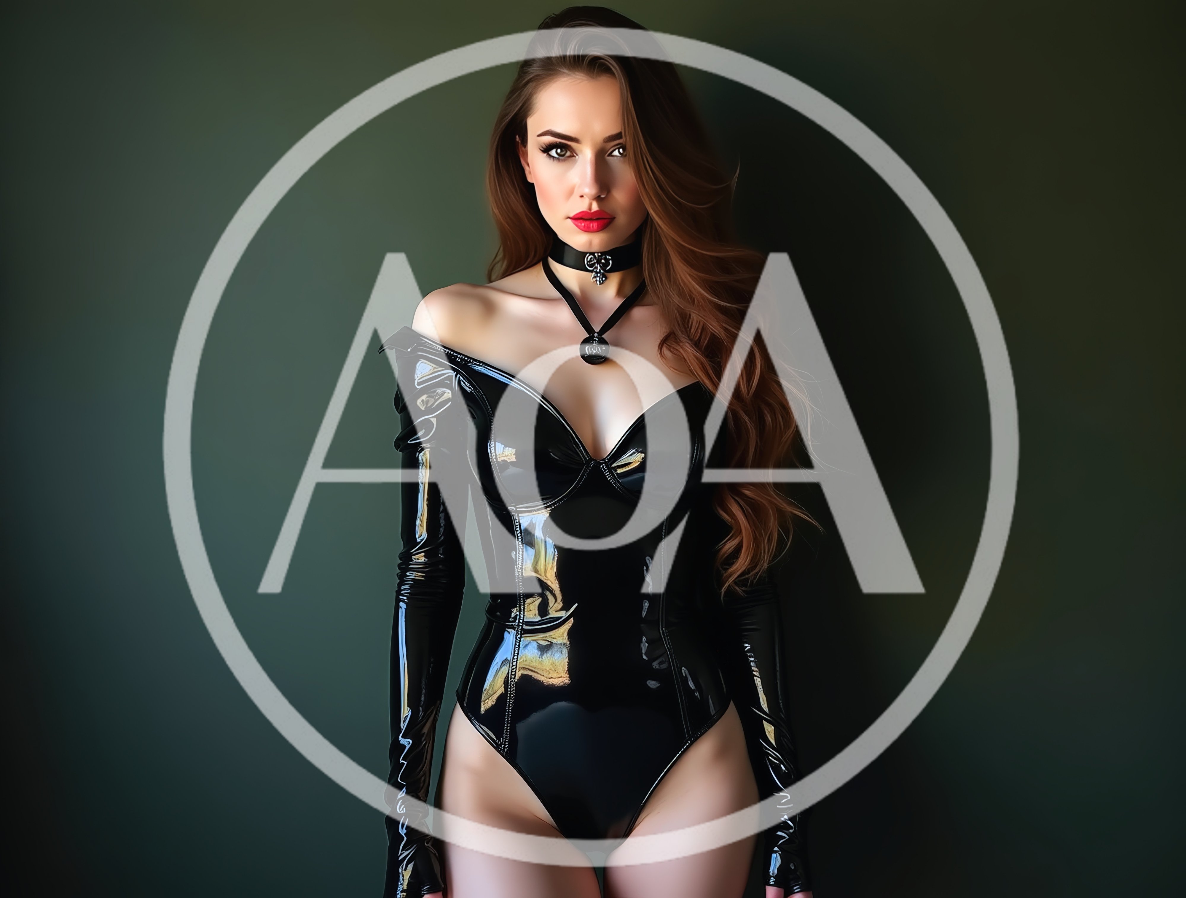 Portrait Of A Woman In A Black Latex Bodysuit