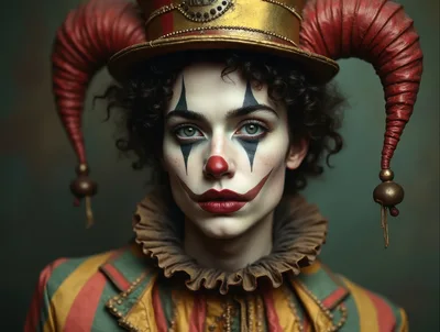 Portrait Of A Mysterious Jester In Vintage Costume