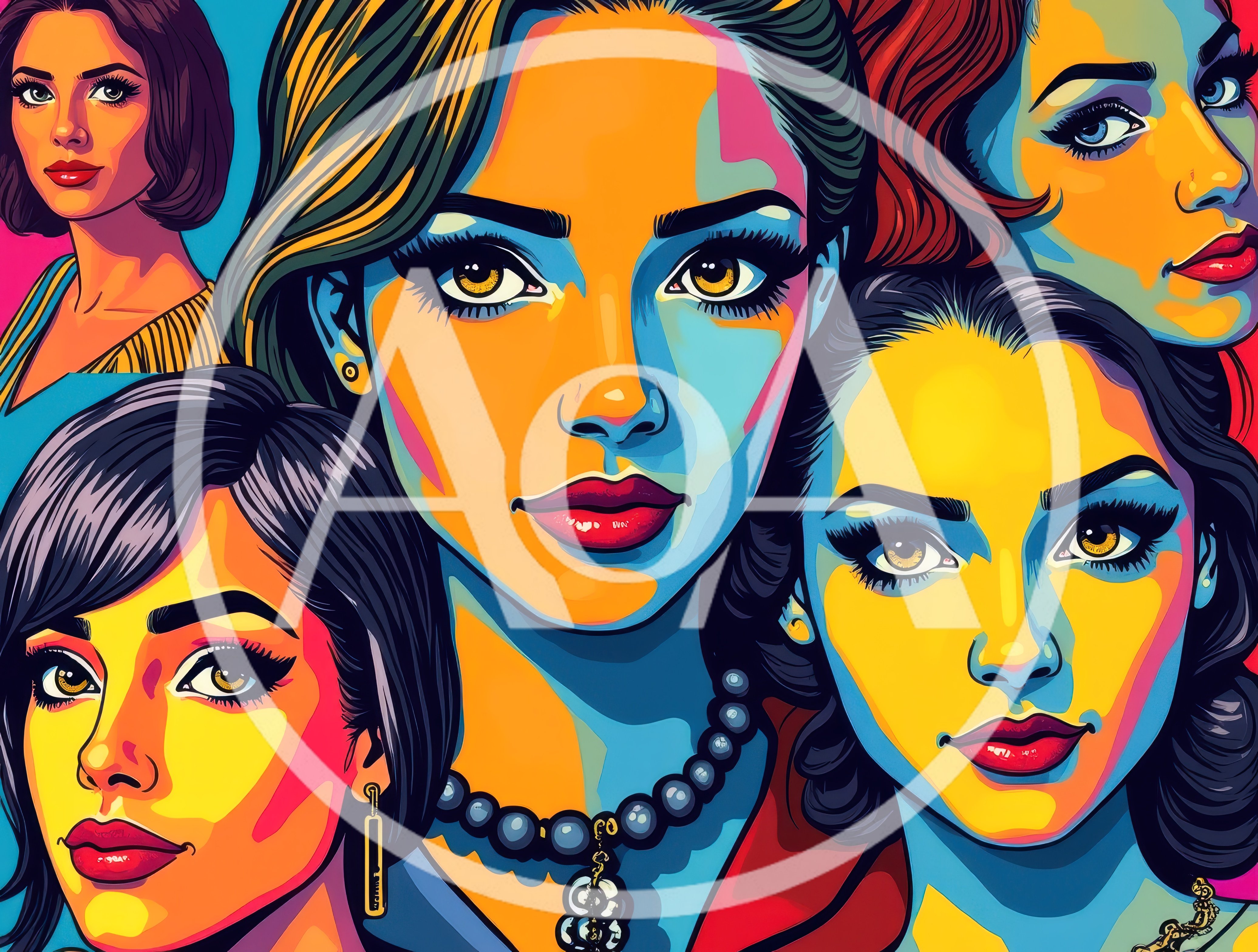 Pop Art Style Illustration Of Diverse Women Faces