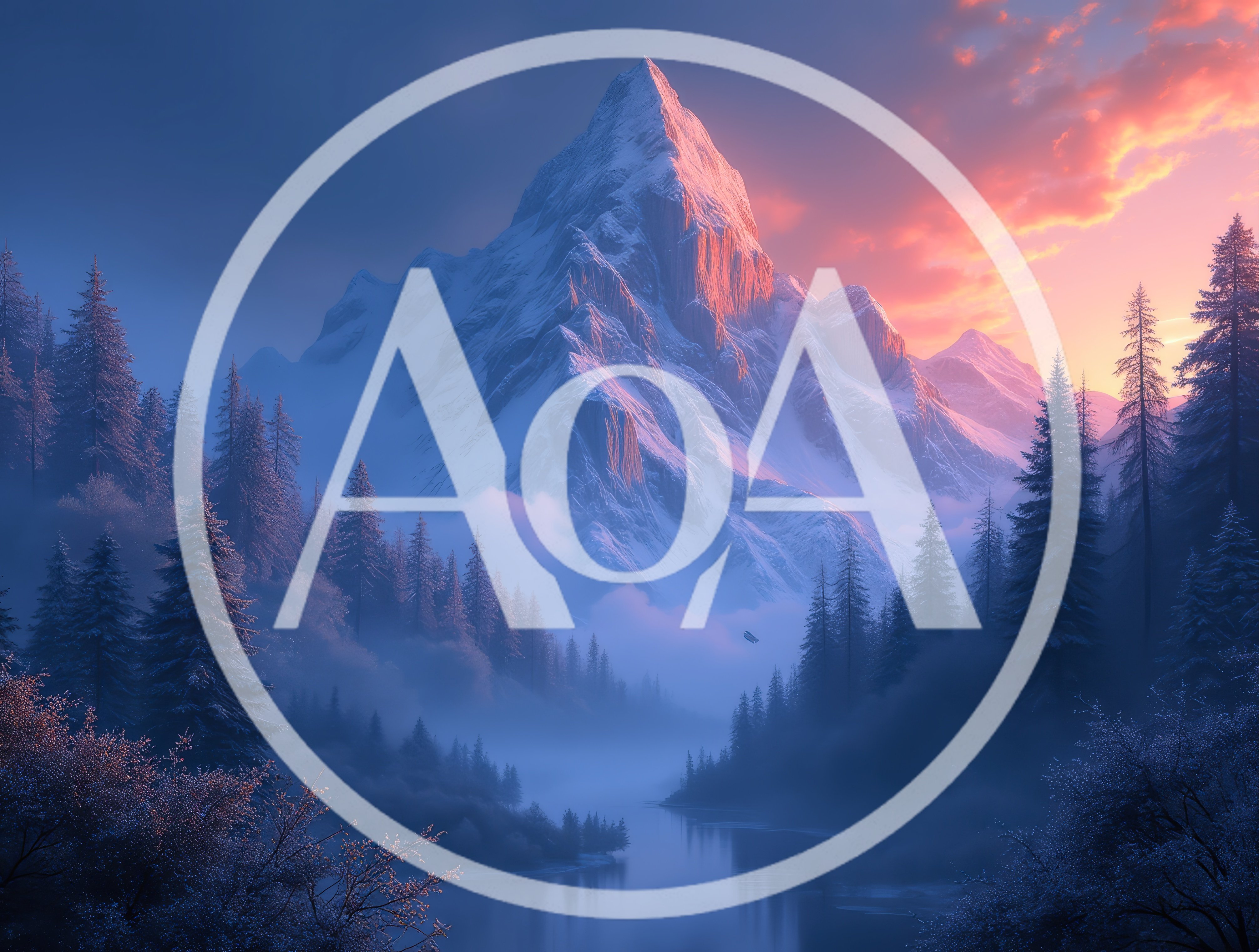 Majestic Snow Covered Mountain Peak At Sunset