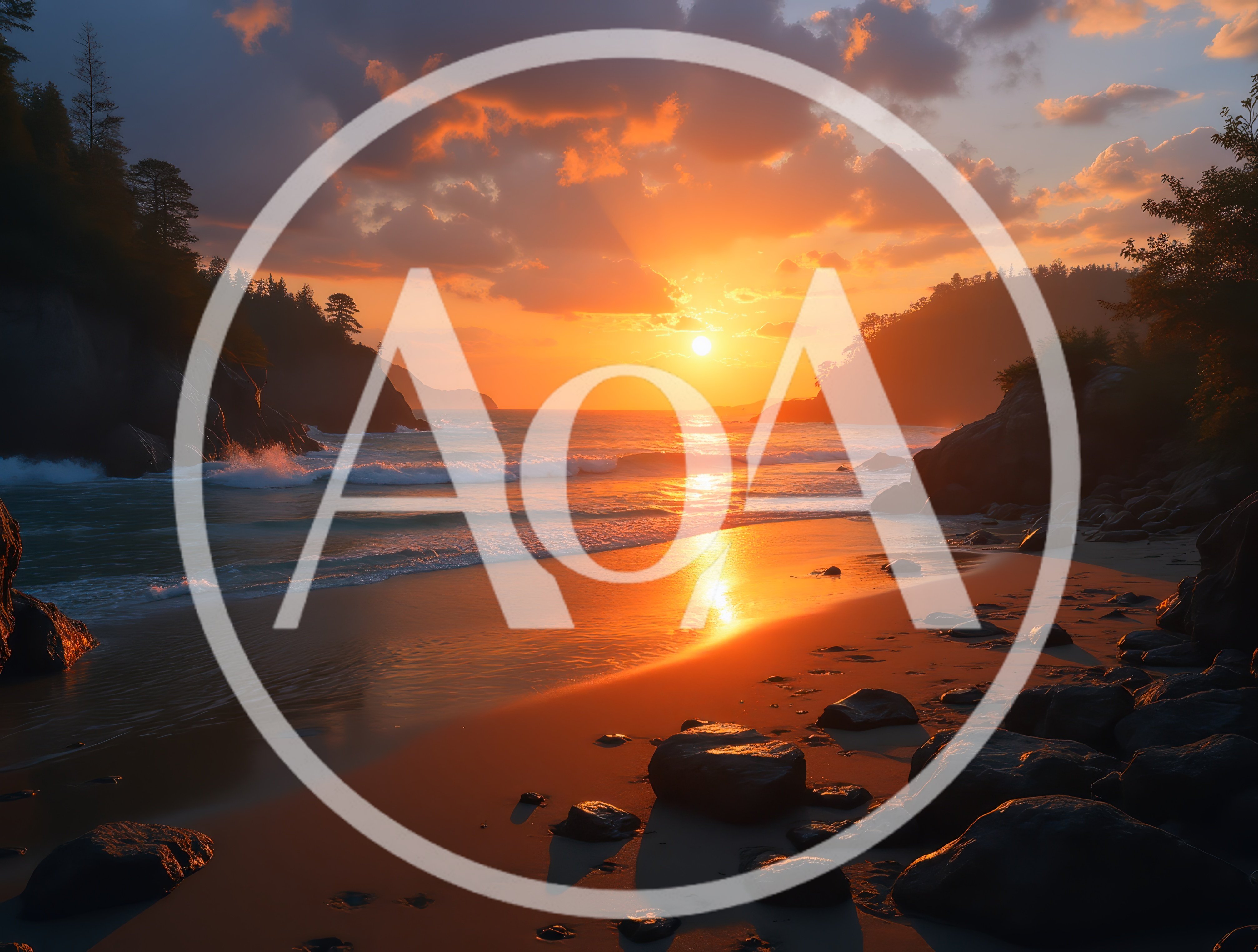 Golden Sunset Over A Secluded Rocky Beach
