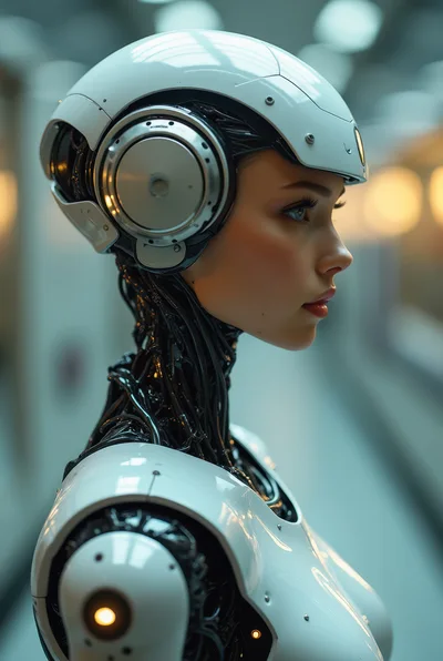 Profile View Of A Futuristic Female Android Robot