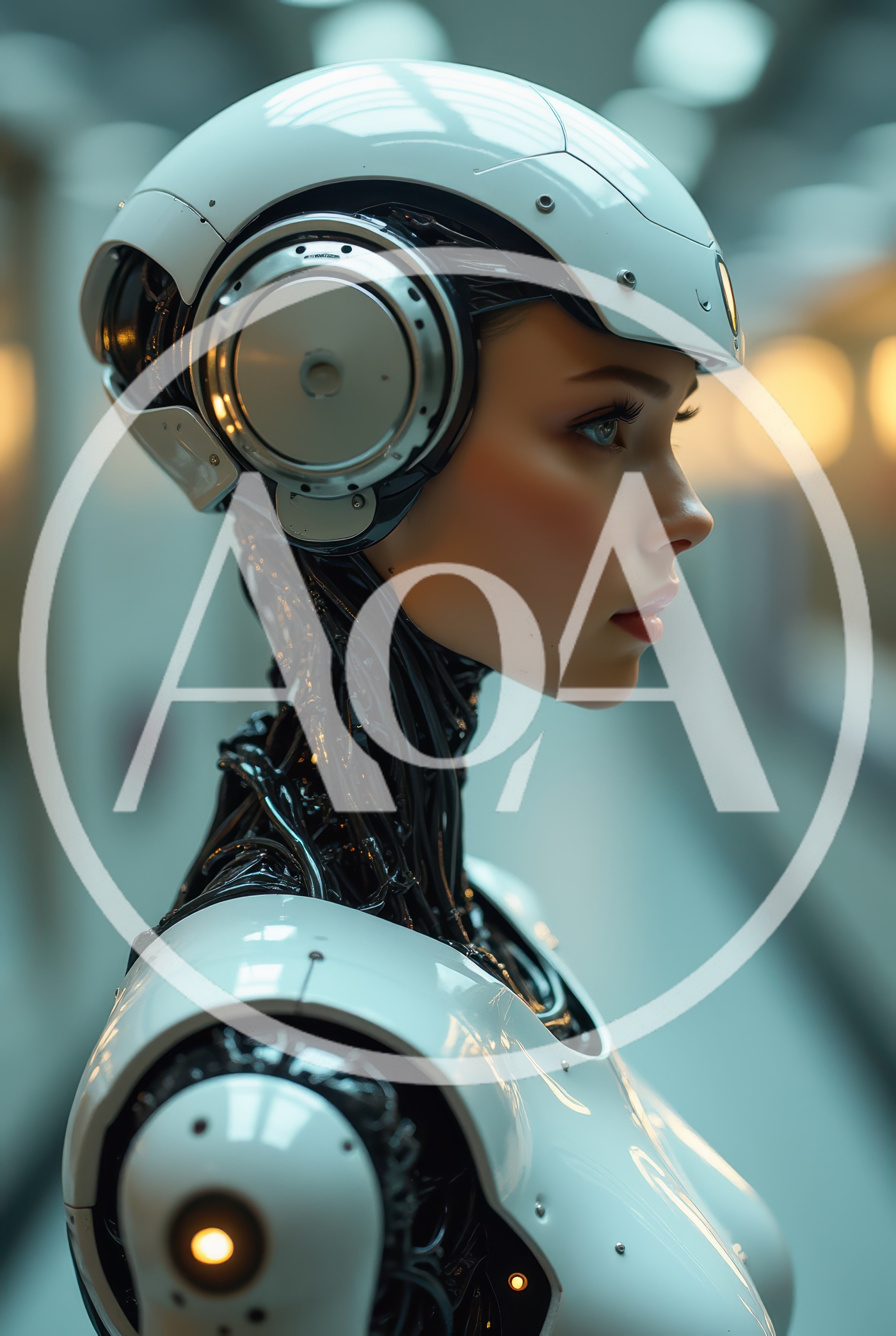 Profile View Of A Futuristic Female Android Robot