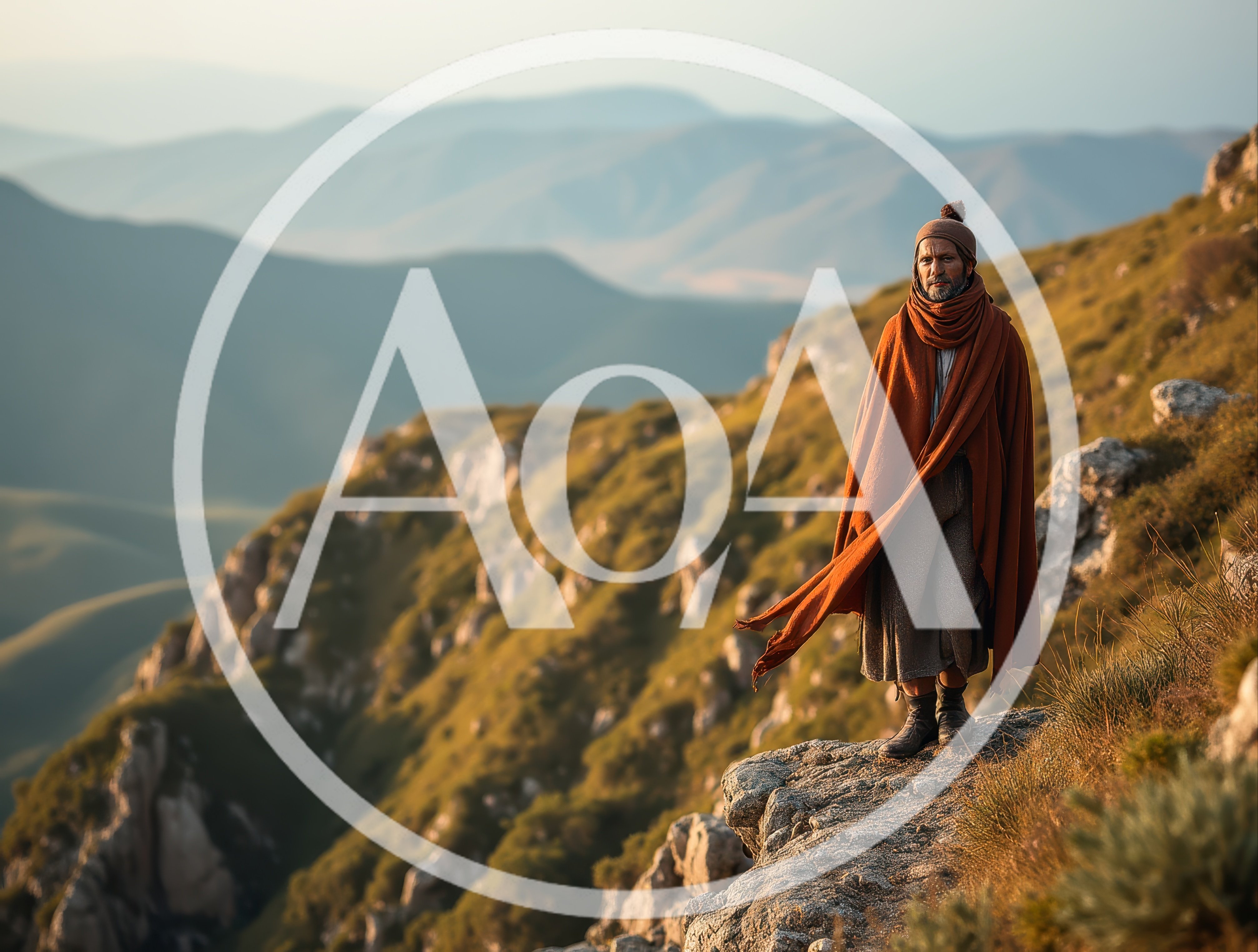 Solitary Wanderer Standing On A Mountain Cliff