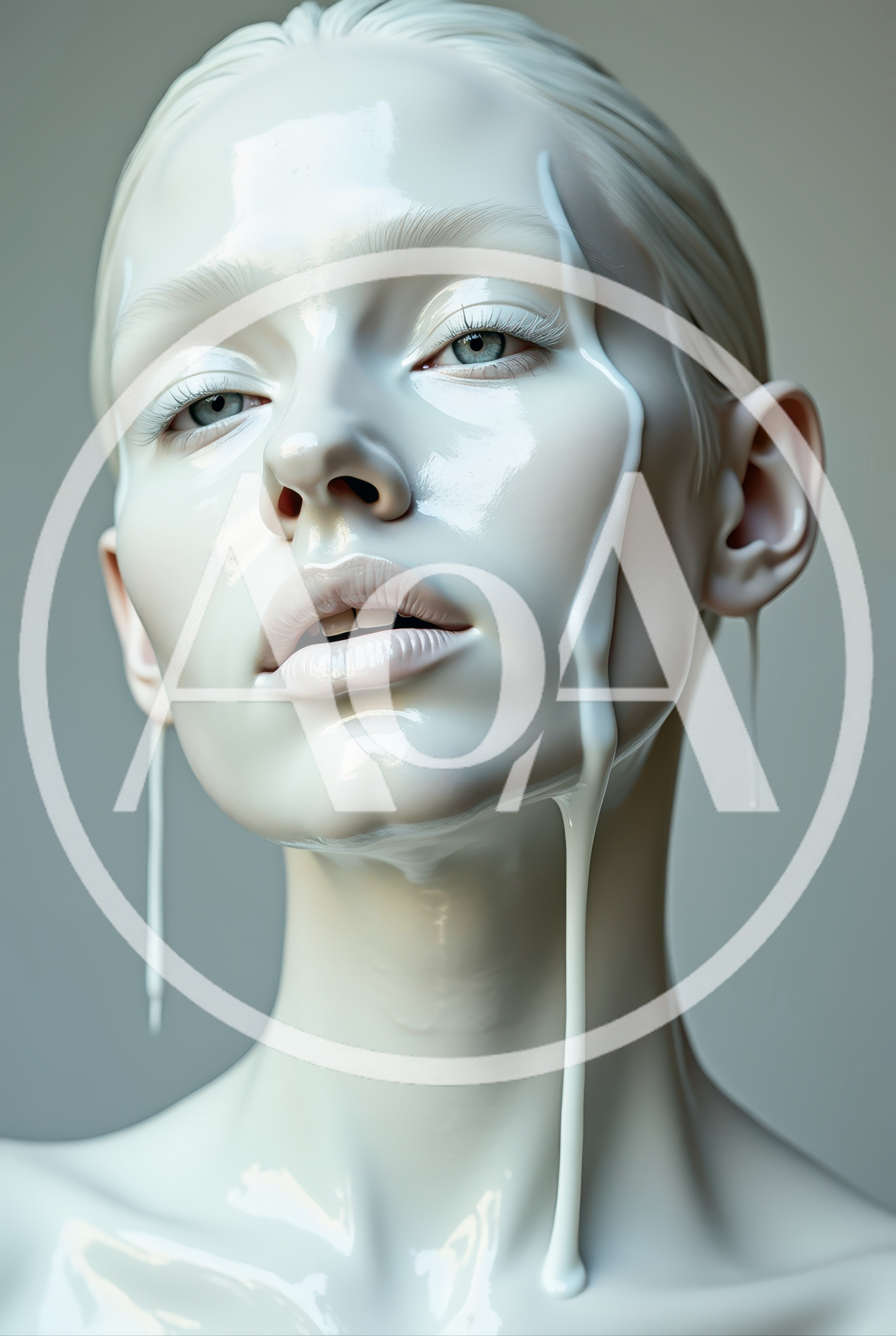 Portrait Of A Woman Covered In White Liquid