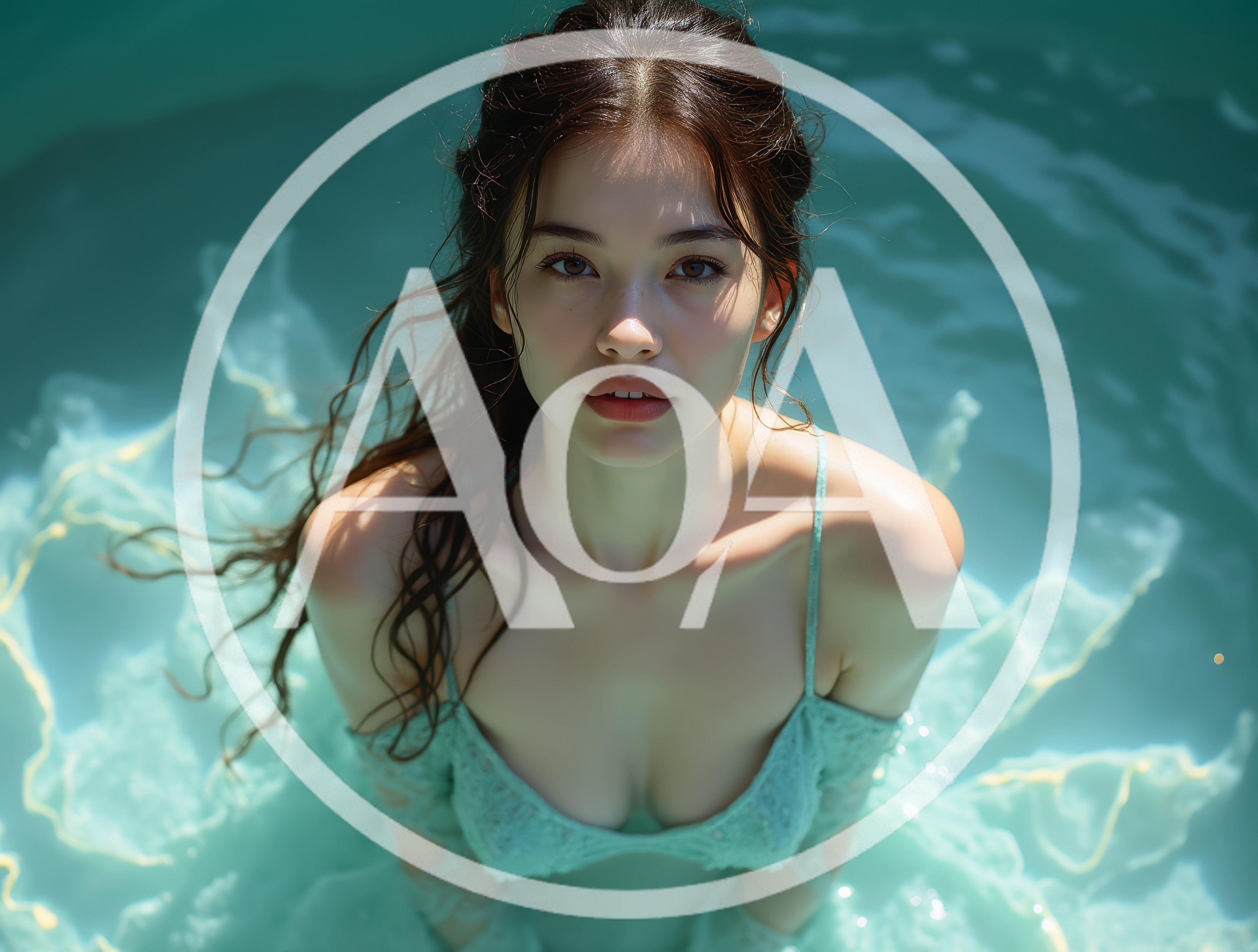 Young Woman Wearing Lace Dress In Swimming Pool