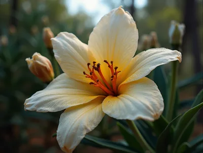 Close Up Of A Blooming Pale Yellow Lily