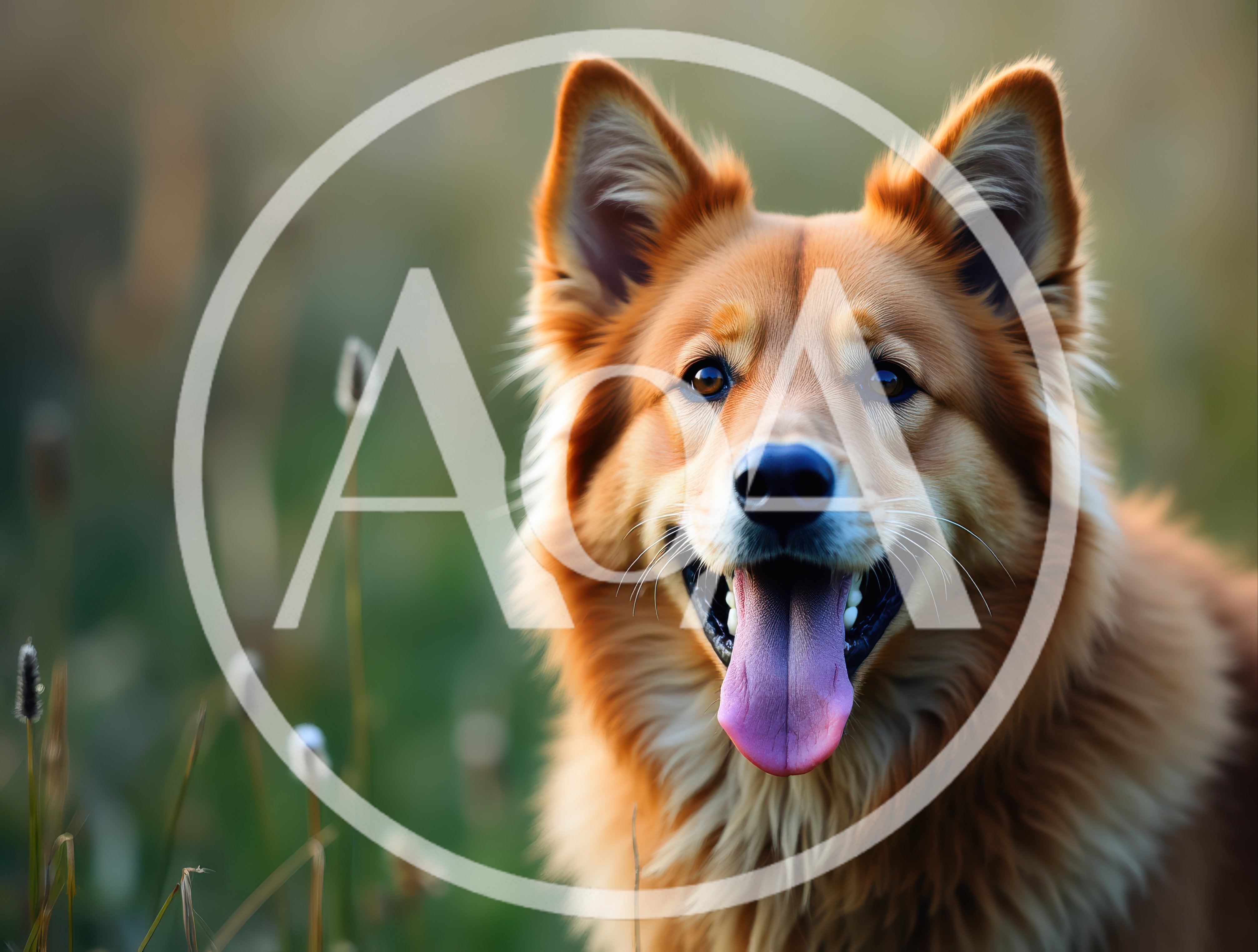 Portrait Of A Happy Golden Dog In A Field
