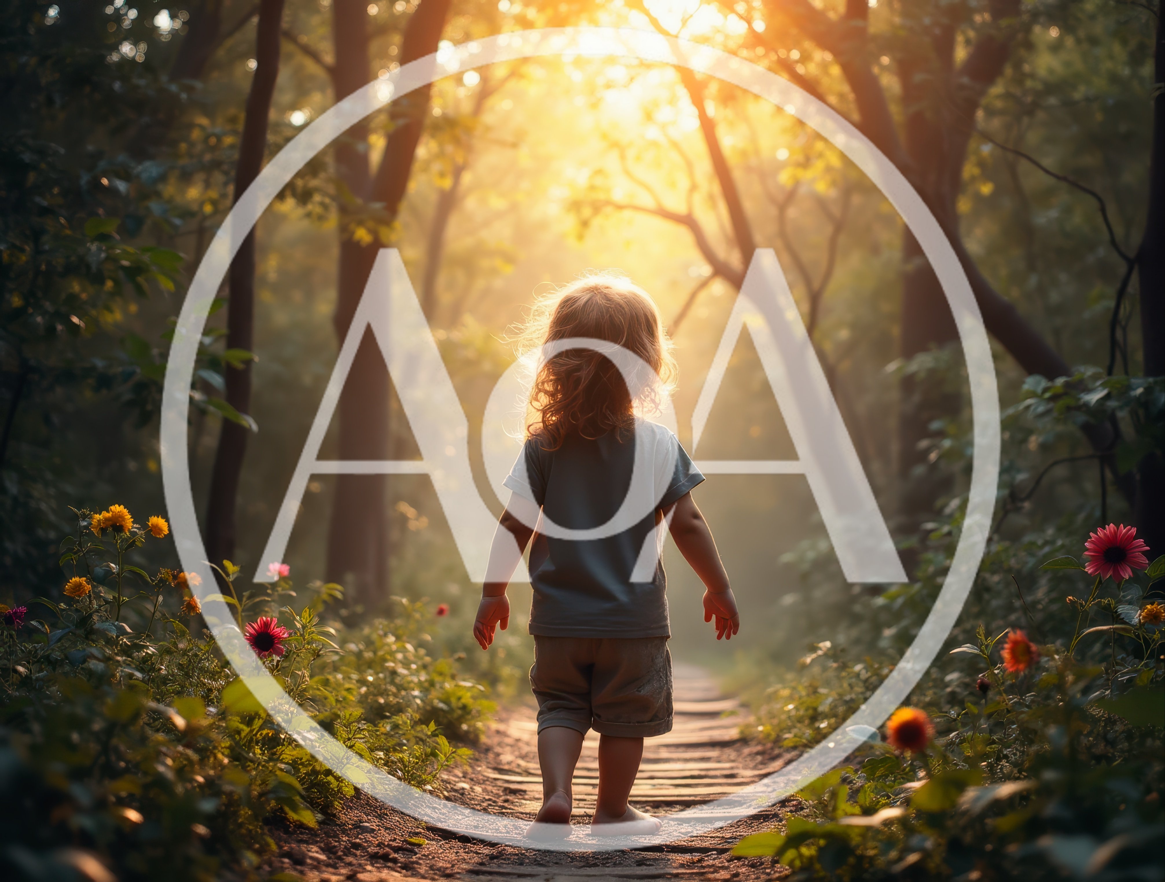 Young Child Walking Barefoot Along A Sunlit Forest Path