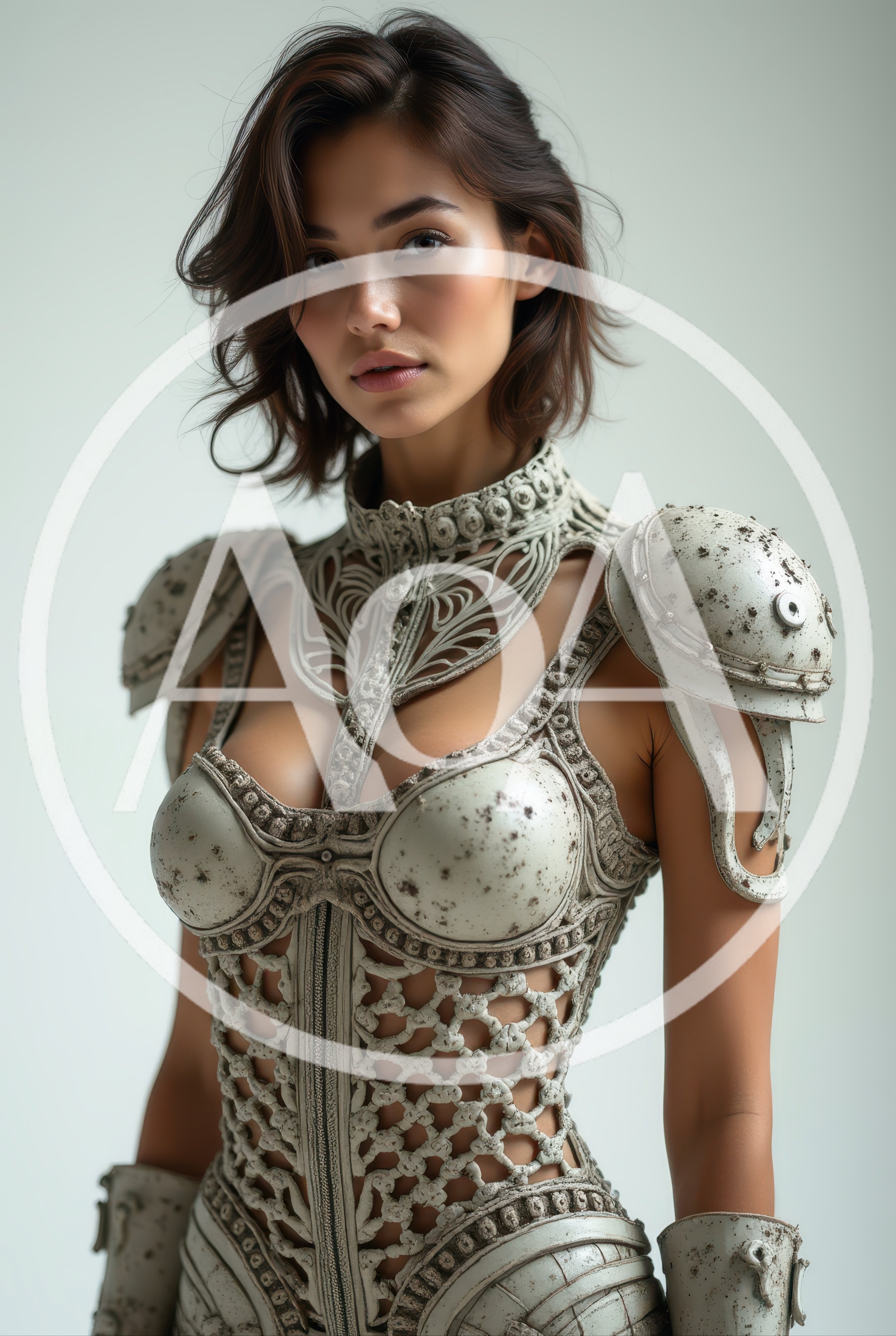Portrait Of A Woman In Intricate Futuristic Armor