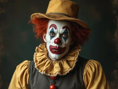 Portrait Of A Creepy Vintage Style Clown