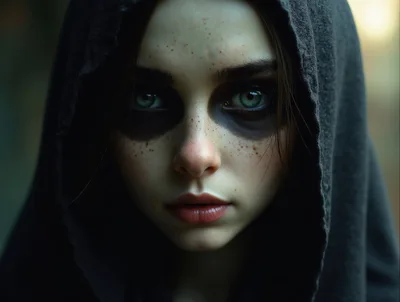 Portrait Of A Young Woman With Dark Eye Makeup