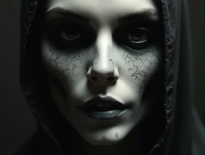 Close Up Portrait Of A Gothic Woman In Hood