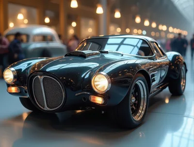 Classic Vintage Sports Car Displayed In A Modern Showroom