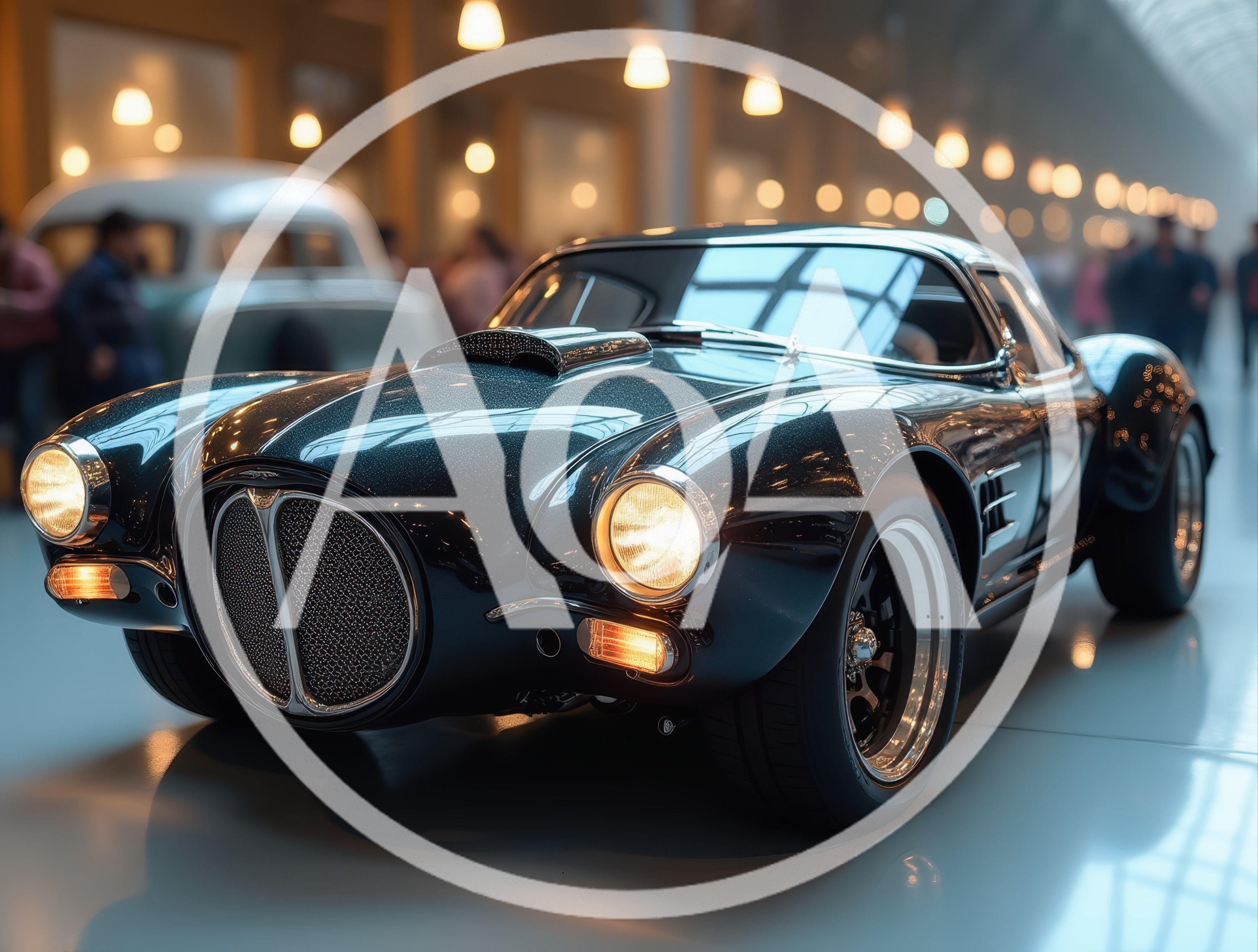 Classic Vintage Sports Car Displayed In A Modern Showroom
