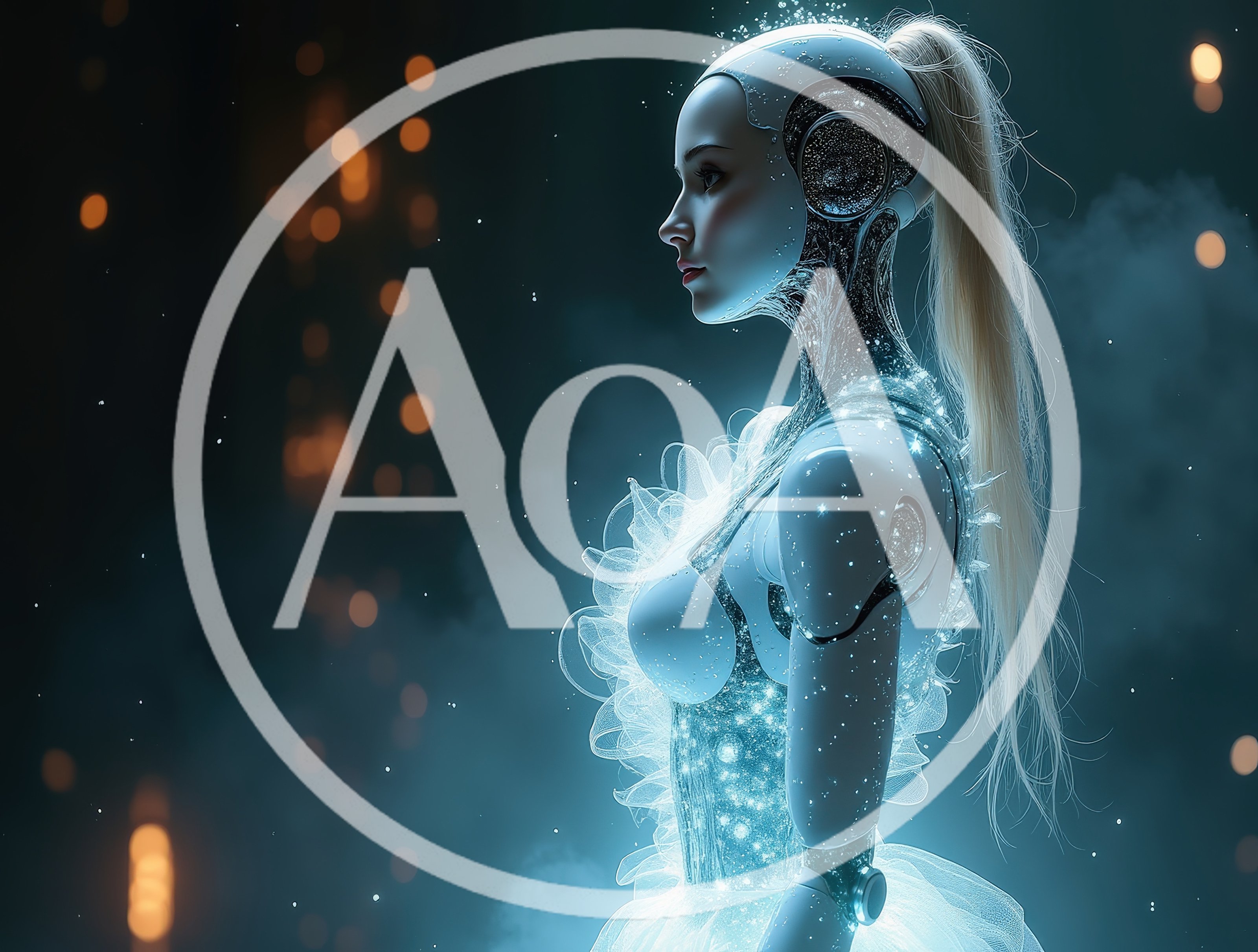 Futuristic Android Woman With Glowing Cybernetic Features