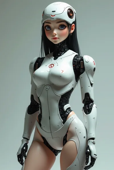 Futuristic Android Woman With Sleek White Robotic Armor