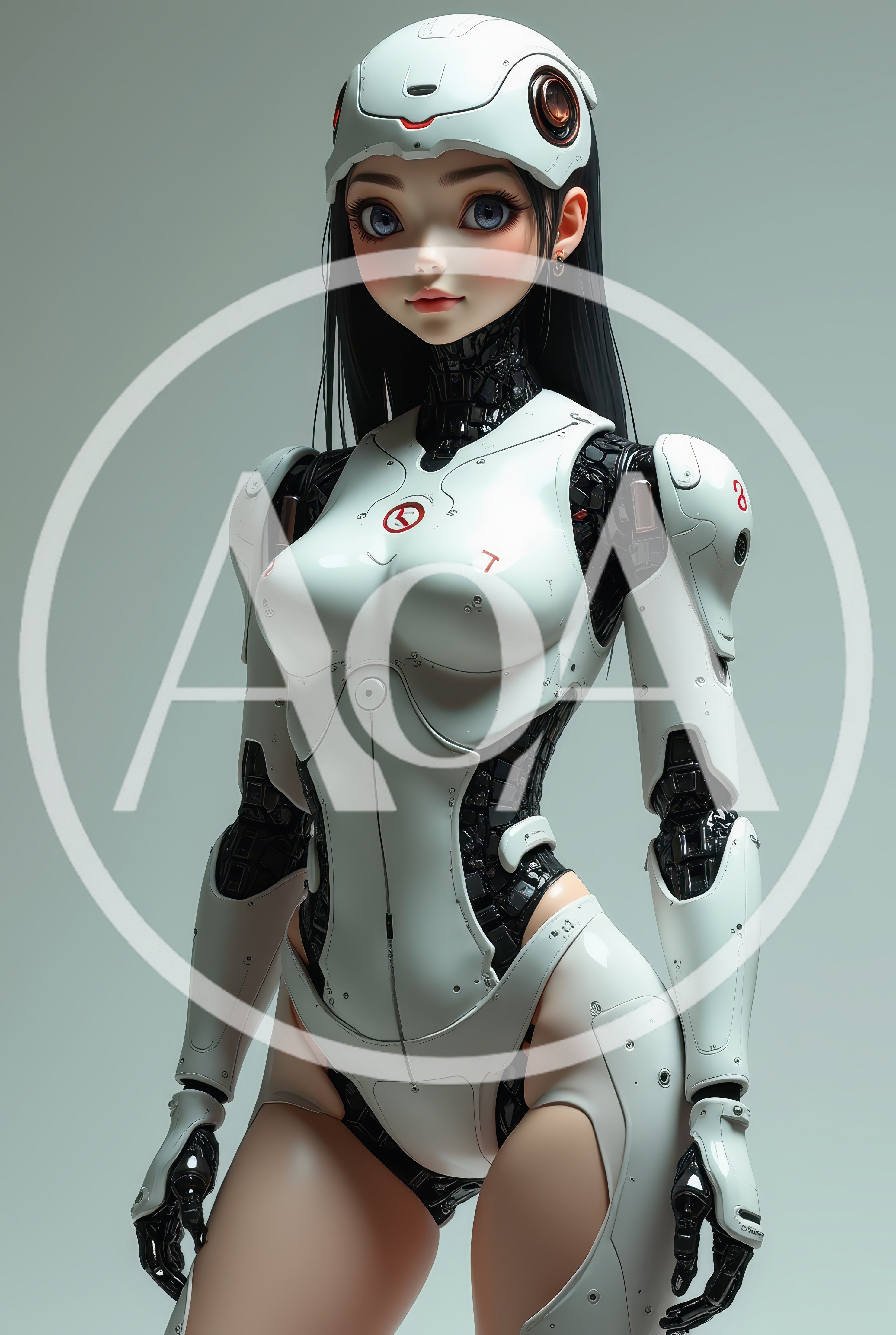 Futuristic Android Woman With Sleek White Robotic Armor