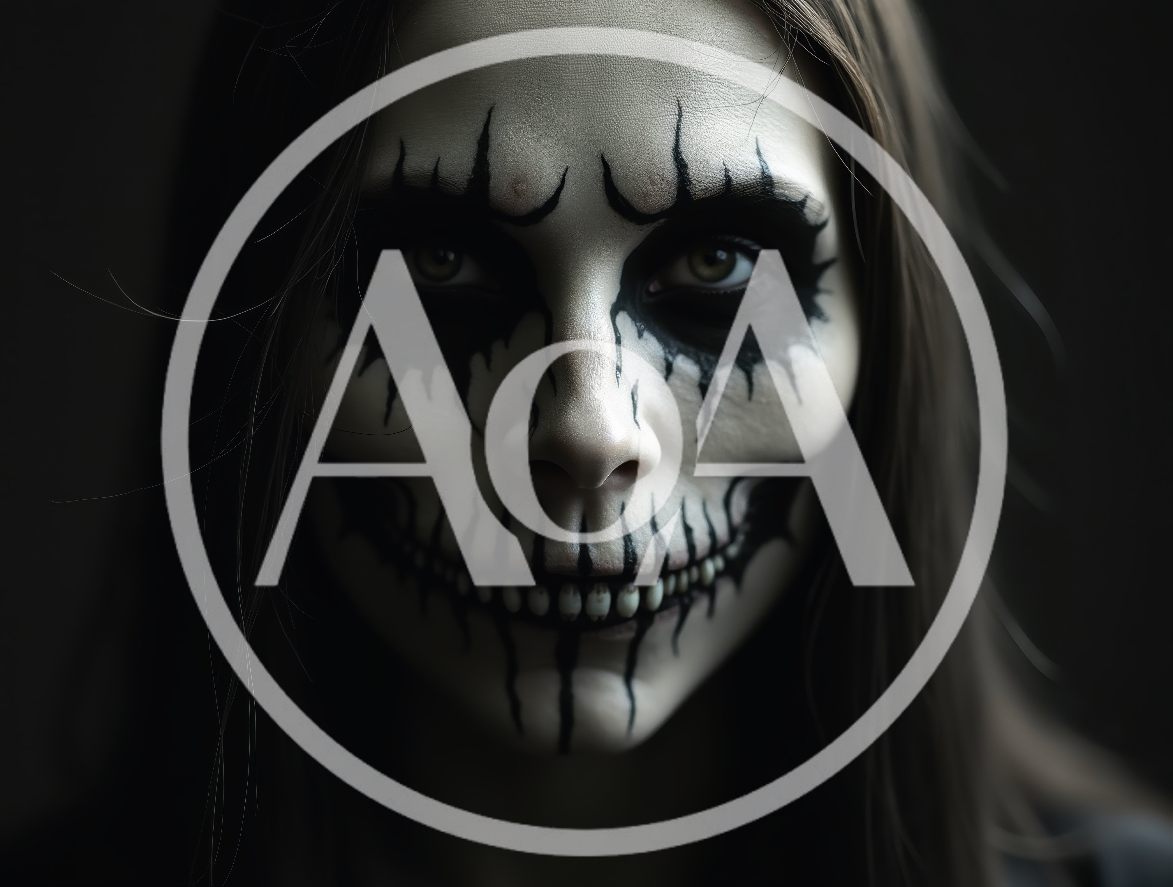 Close Up Portrait Of Woman With Creepy Skull Makeup