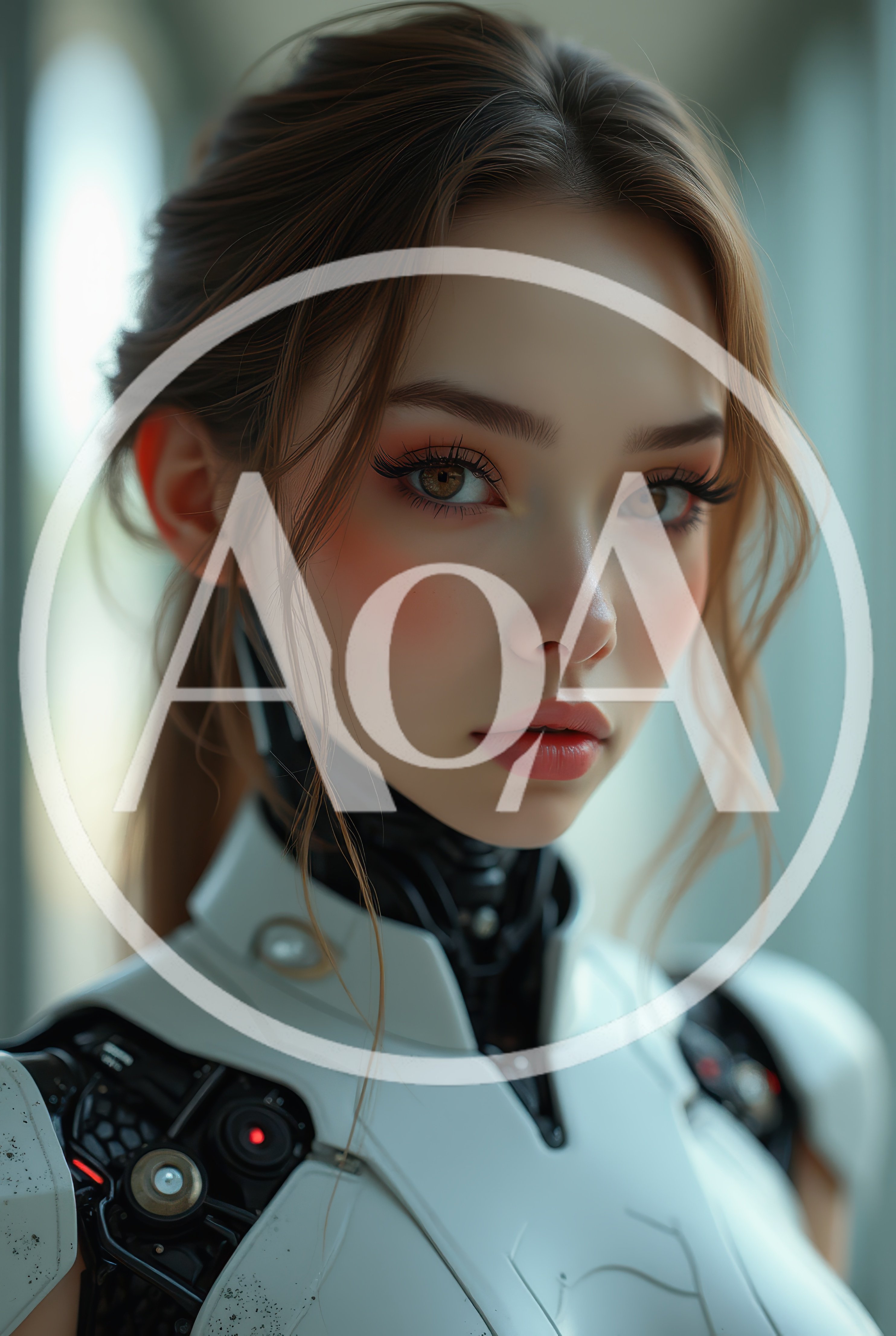 Portrait Of A Beautiful Female Android Cyborg