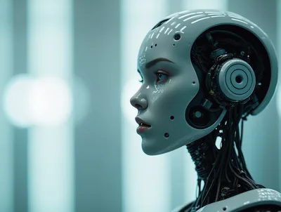 Profile View Of A Futuristic Female Android Robot