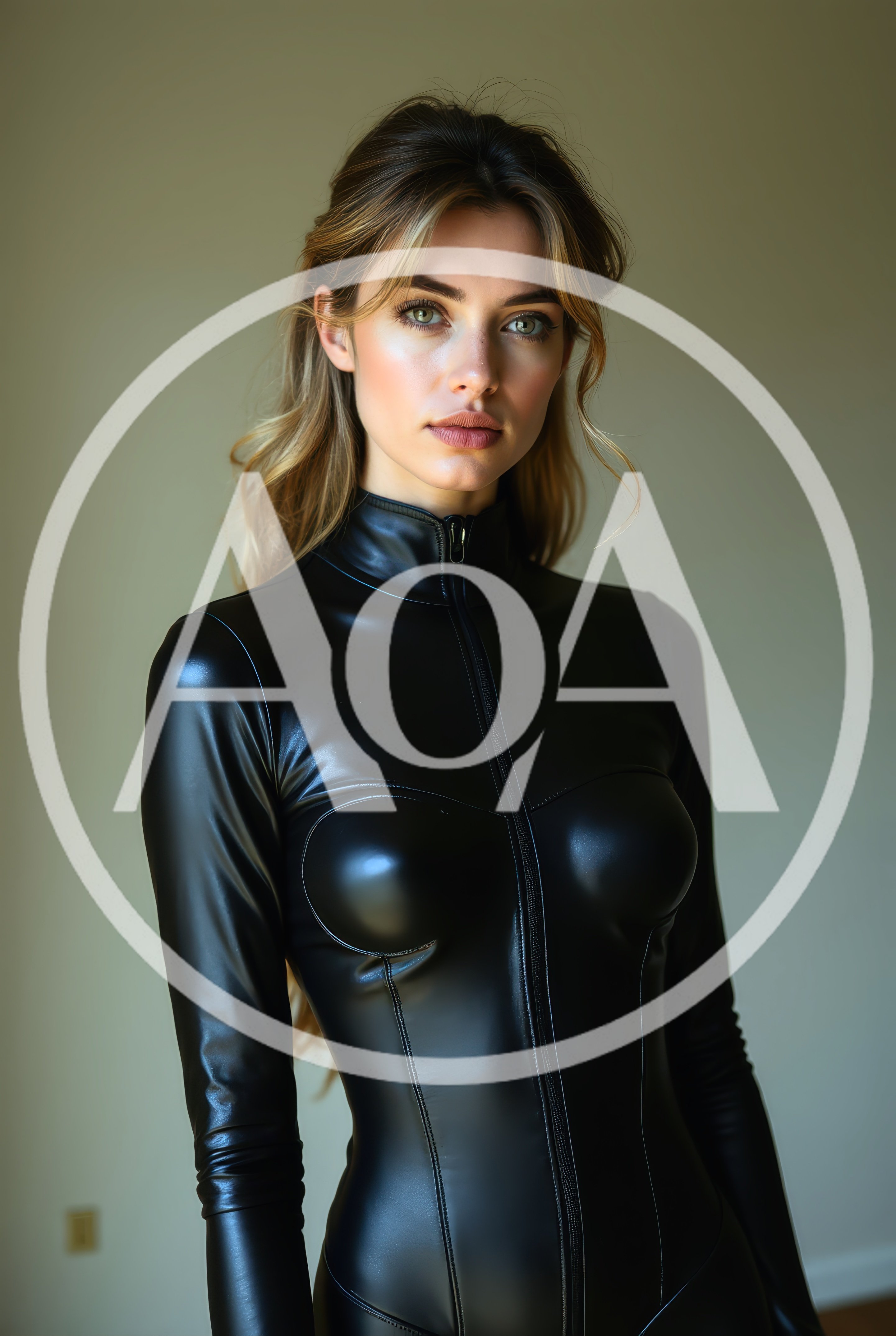 Portrait Of A Woman In A Black Latex Bodysuit