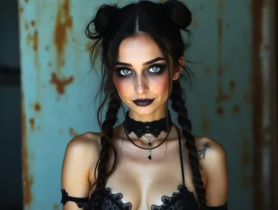 Portrait Of A Young Woman With Gothic Makeup