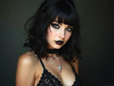Portrait Of A Young Woman With Dark Makeup