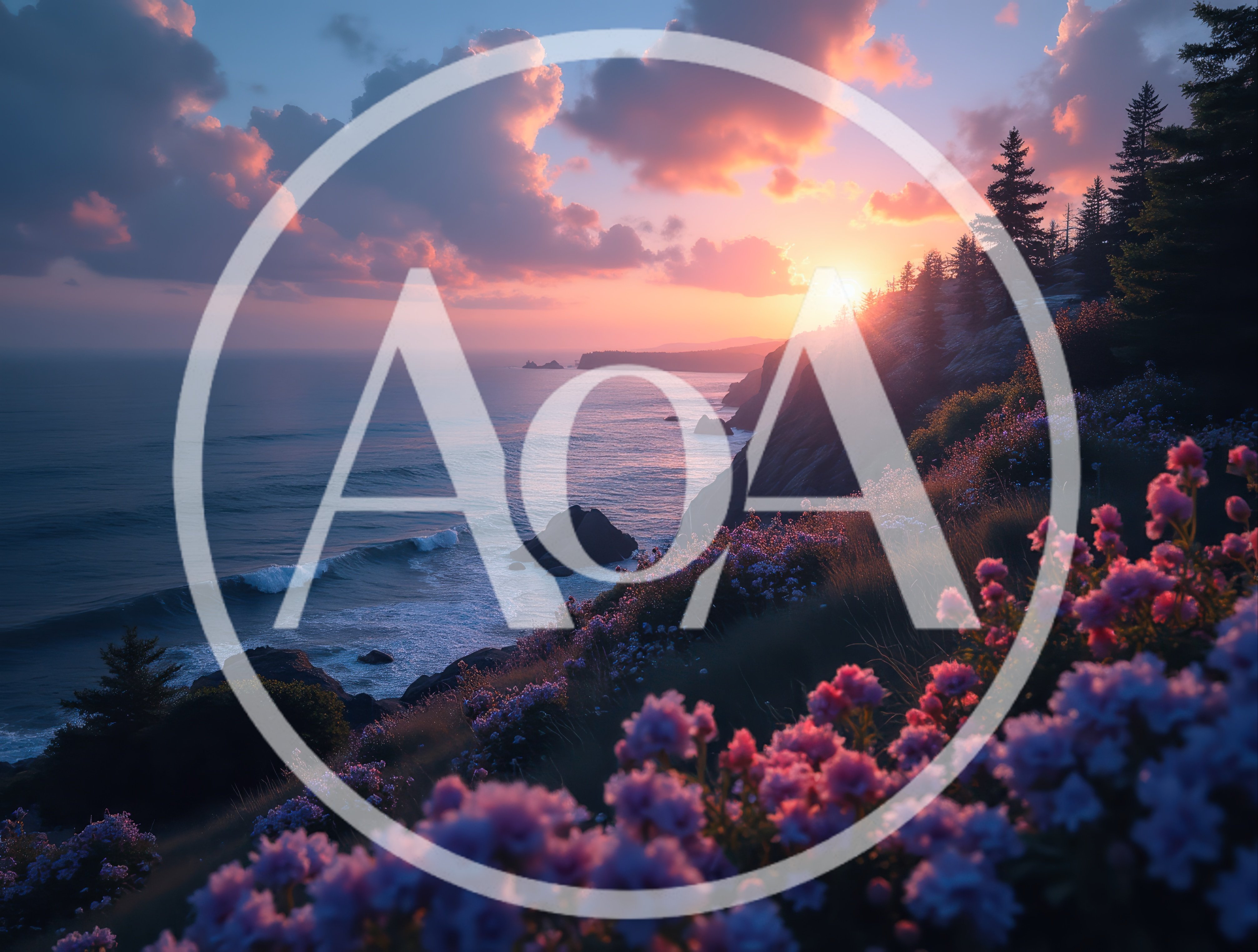 Coastal Sunset Over Rugged Cliffs With Wildflowers