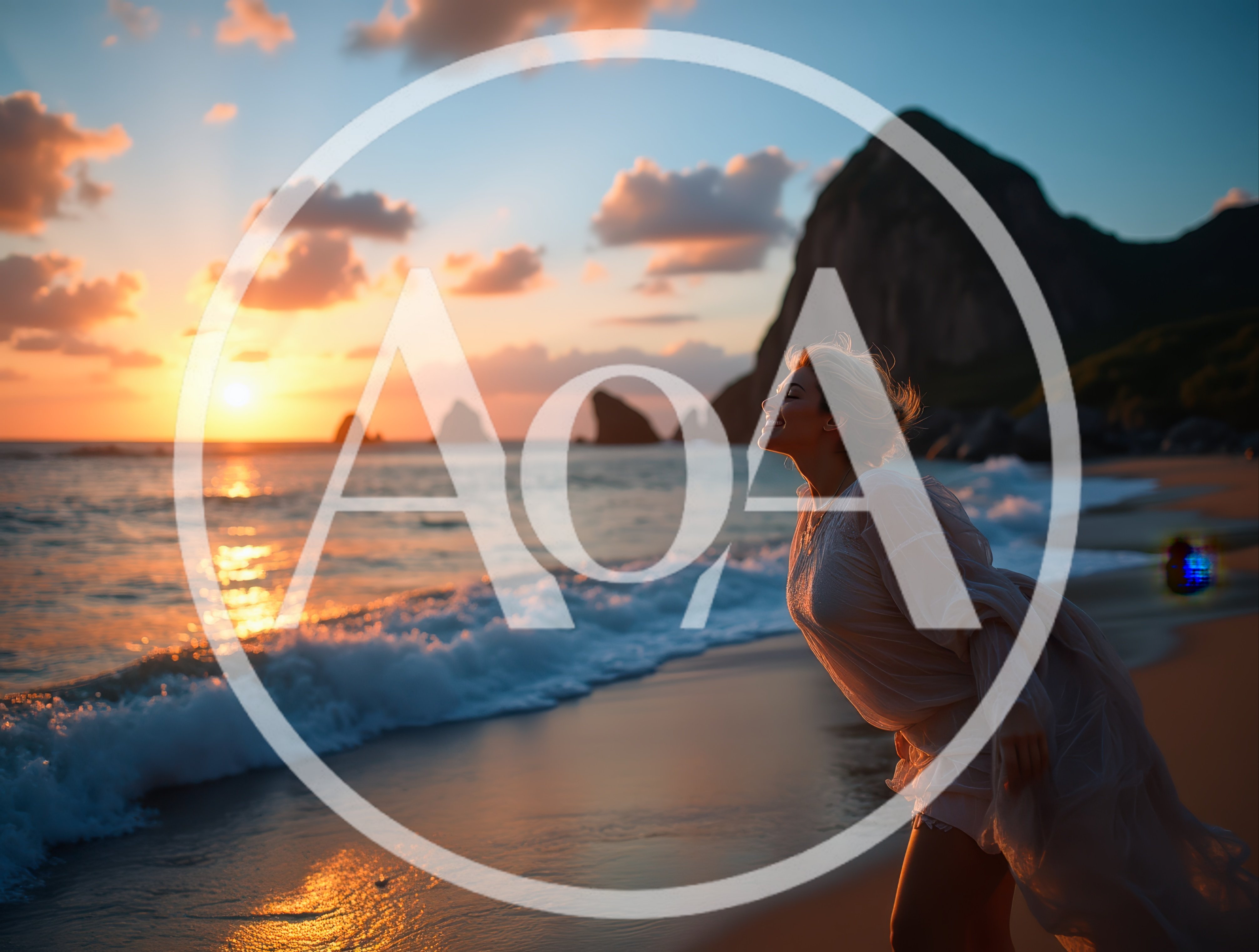 Woman Enjoying Sunset On A Tropical Beach