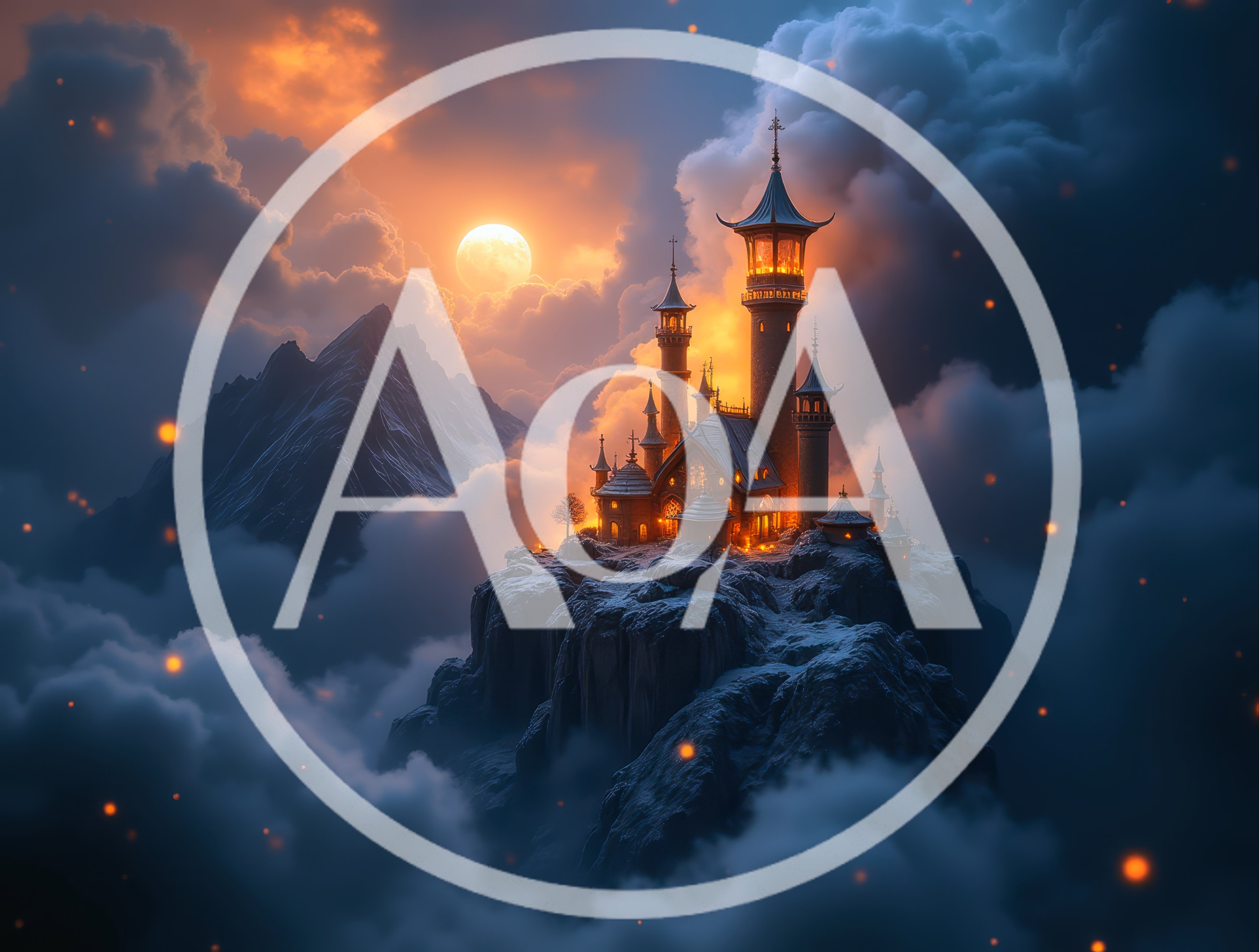 Fantasy Castle Perched Atop A Snowy Mountain Peak