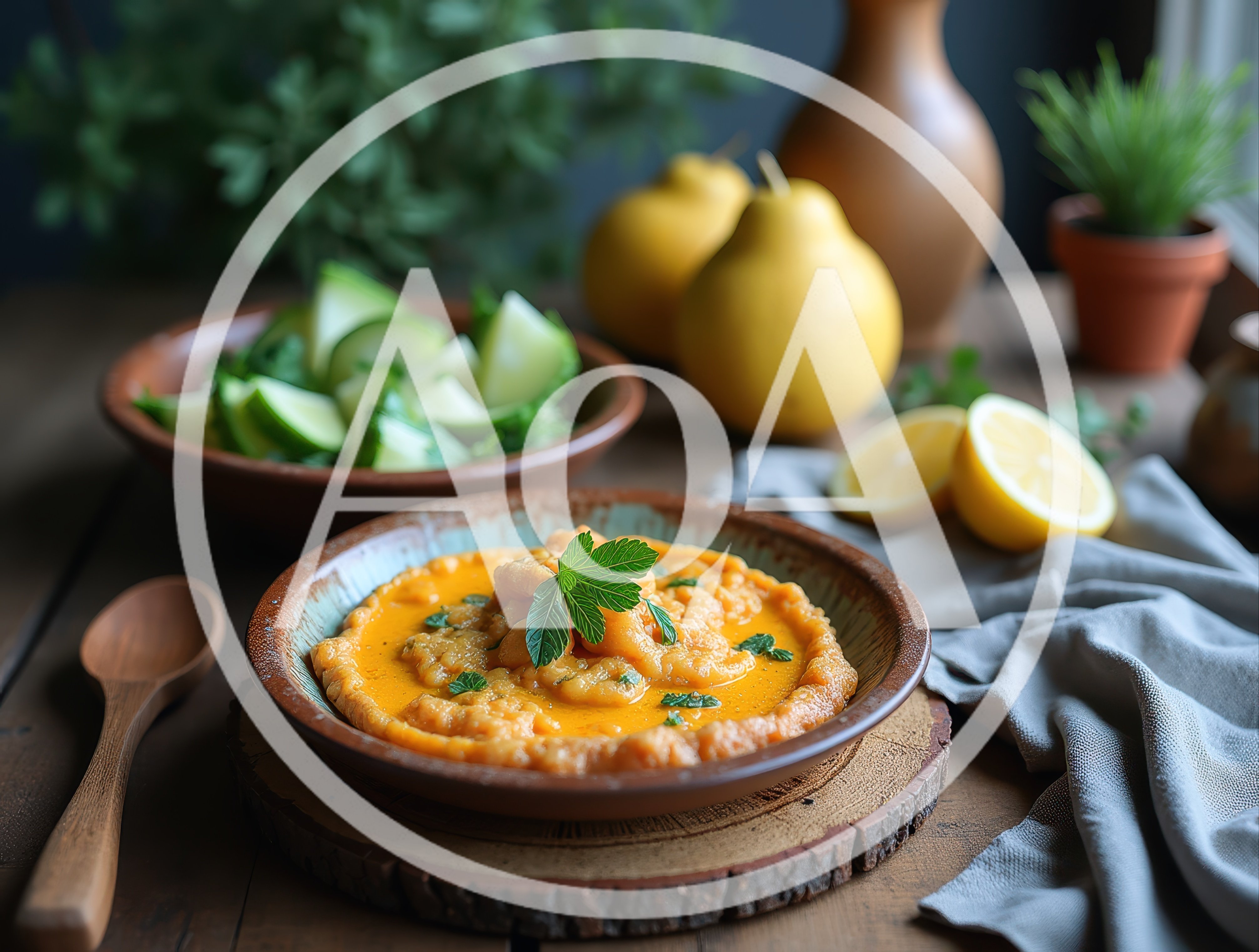 Rustic Bowl Of Creamy Hummus With Fresh Garnish