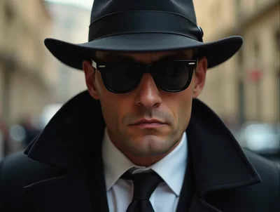 Mysterious Man In Fedora And Sunglasses