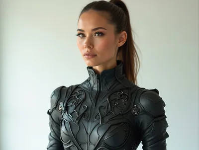 Portrait Of A Woman In Futuristic Tactical Armor