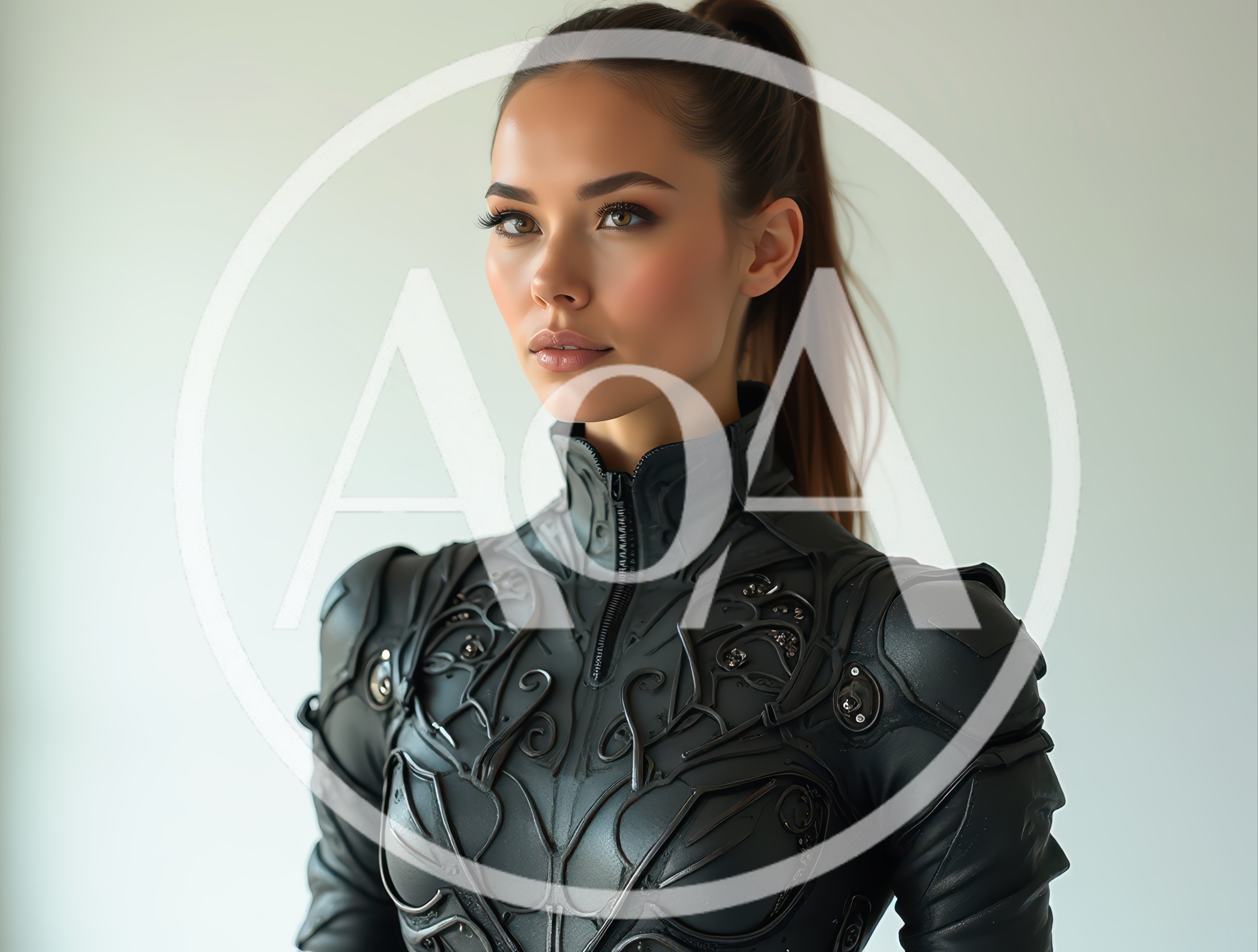 Portrait Of A Woman In Futuristic Tactical Armor