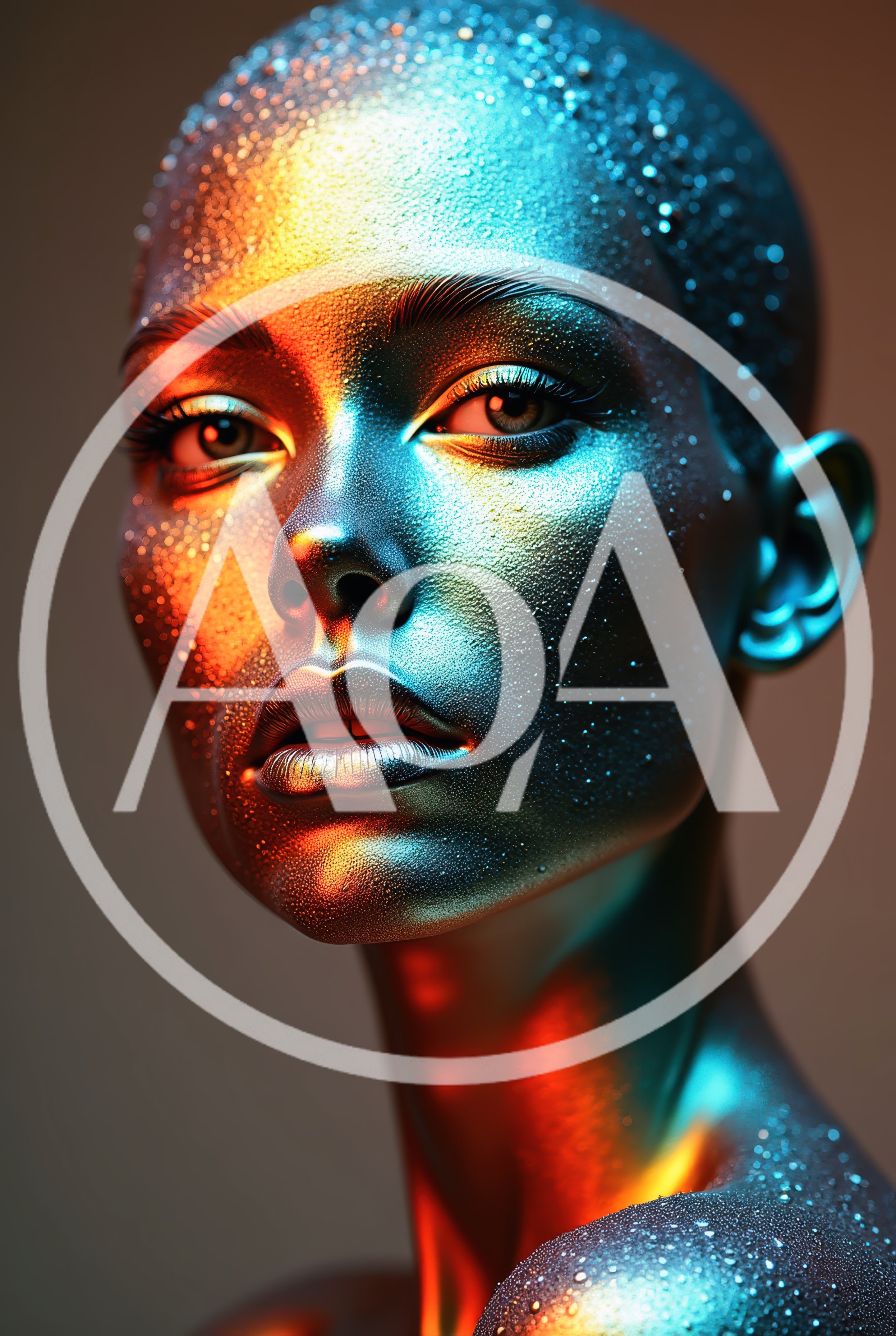 Portrait Of A Woman With Metallic Skin And Lighting