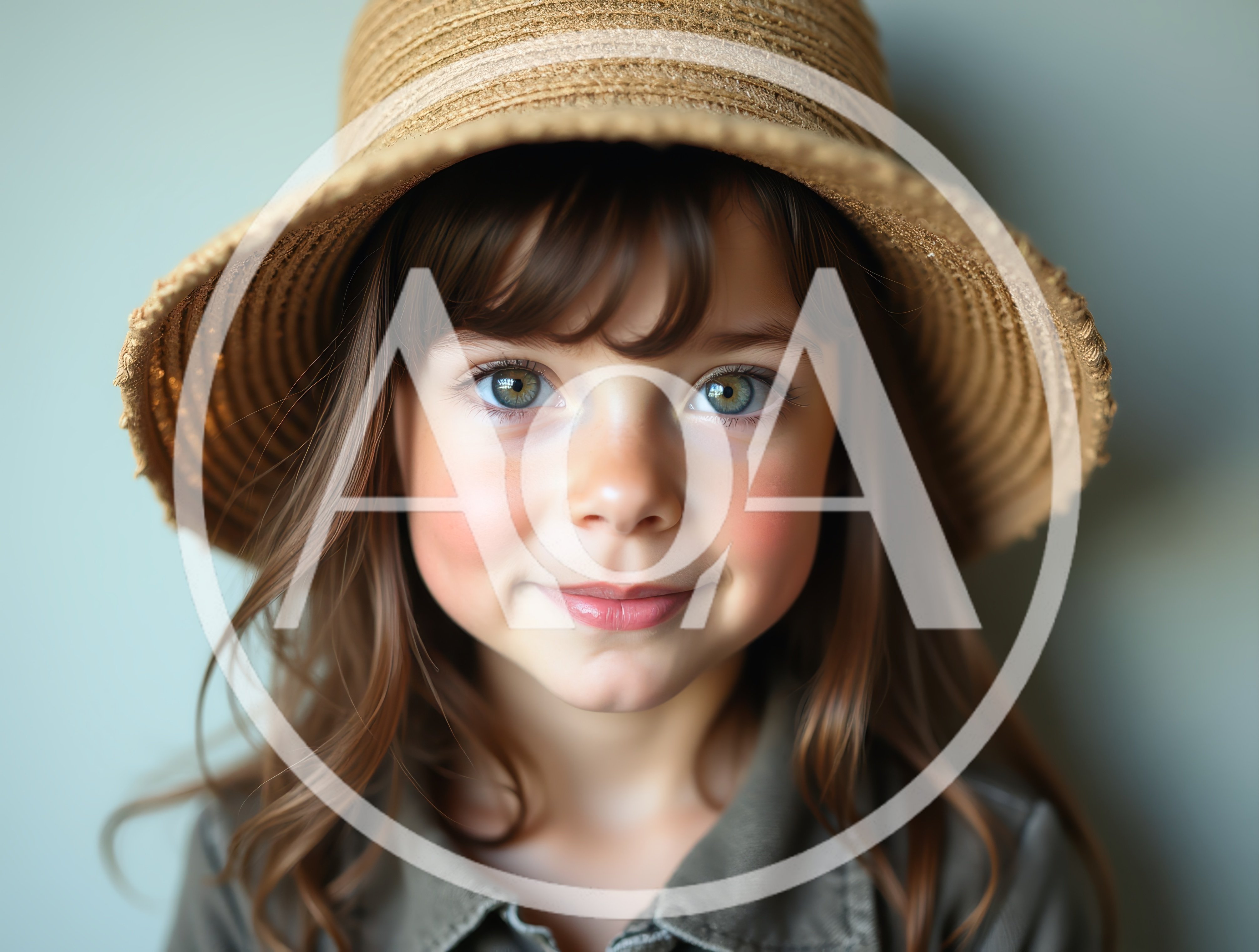 Portrait Of A Young Girl Wearing A Straw Hat