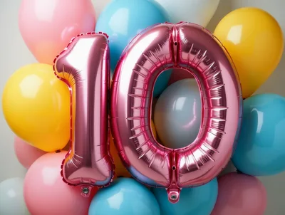 Pink Number Ten Balloon Decoration