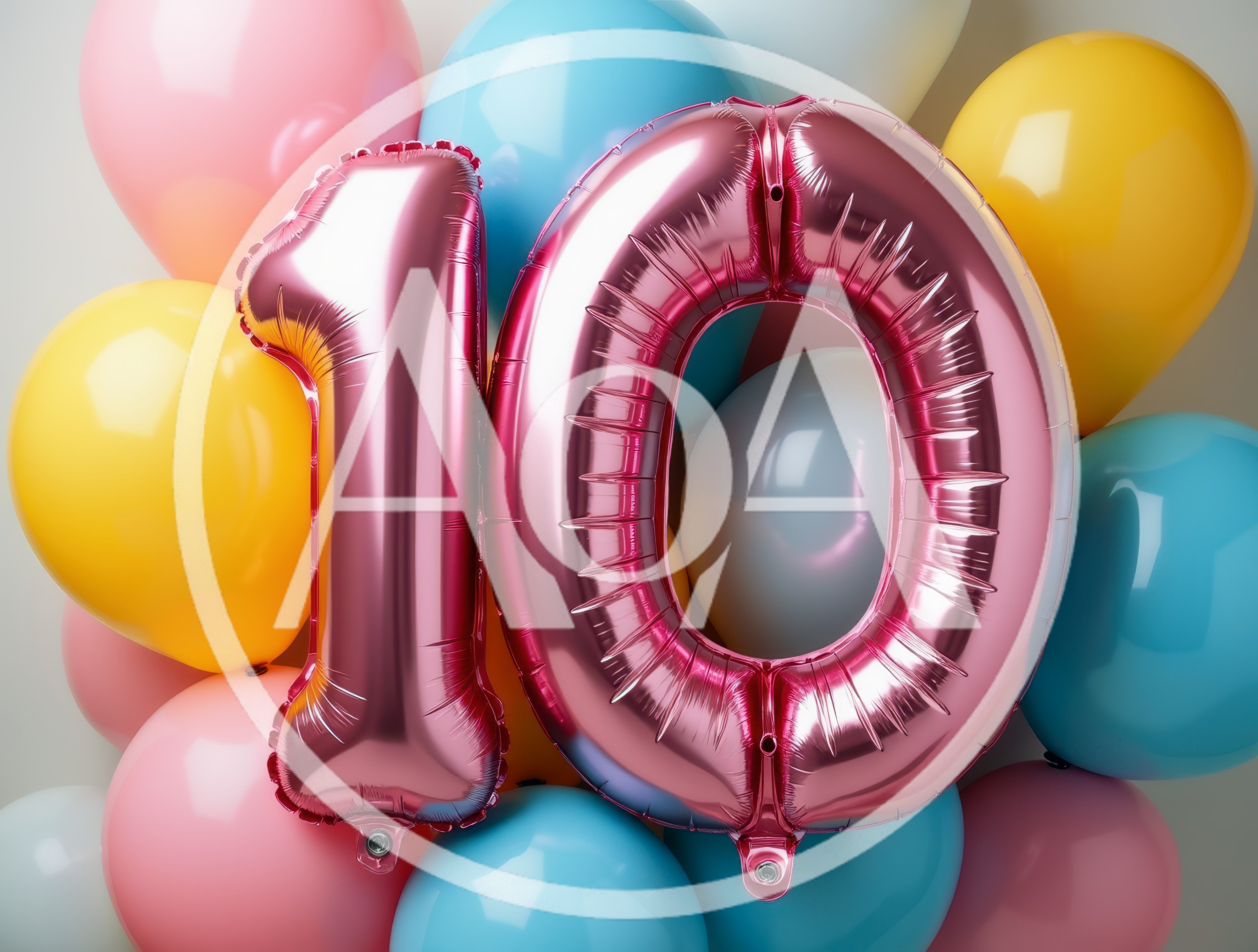 Pink Number Ten Balloon Decoration
