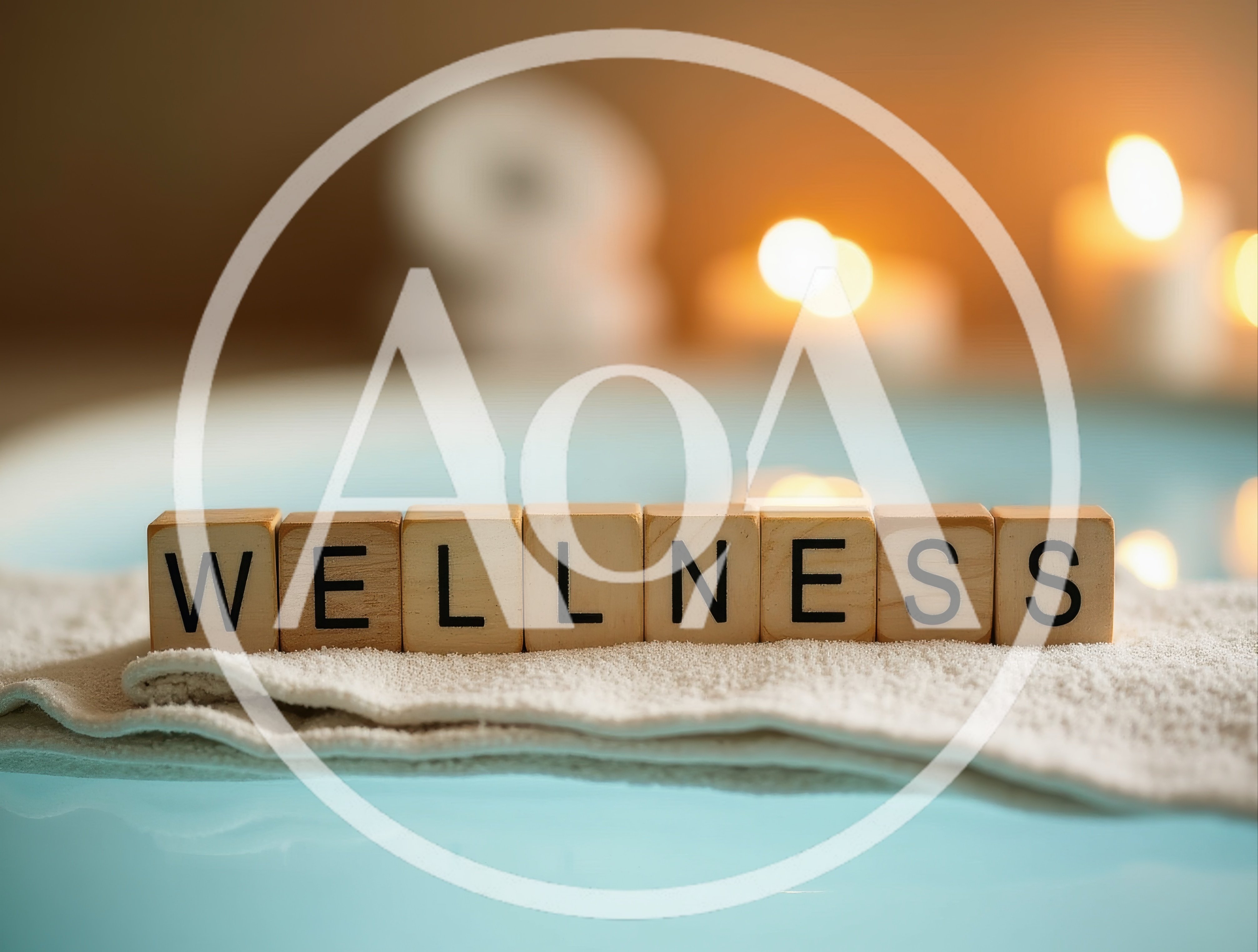Wooden Blocks Spelling Wellness On A Spa Towel
