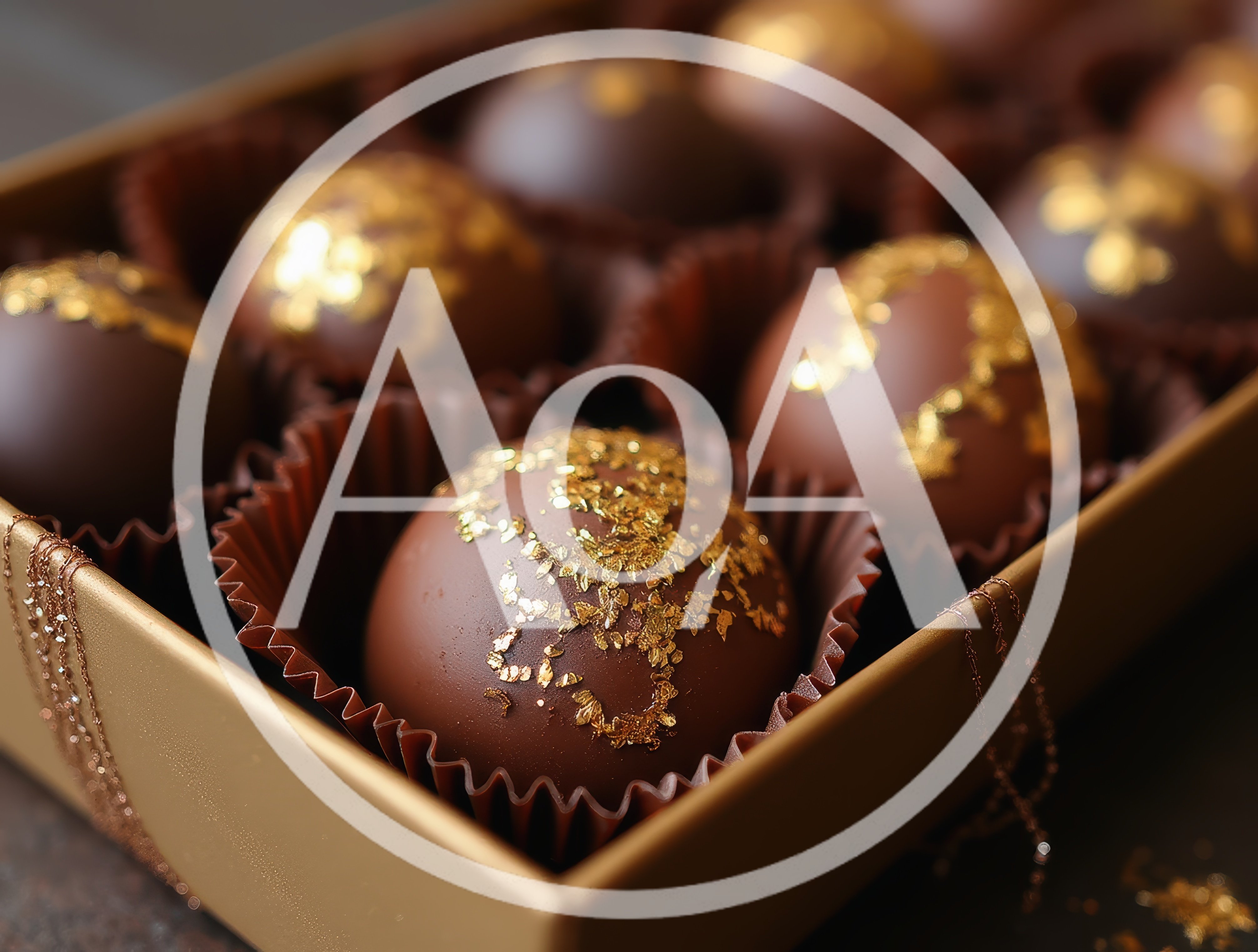 Gourmet Chocolate Truffles Decorated With Edible Gold Leaf