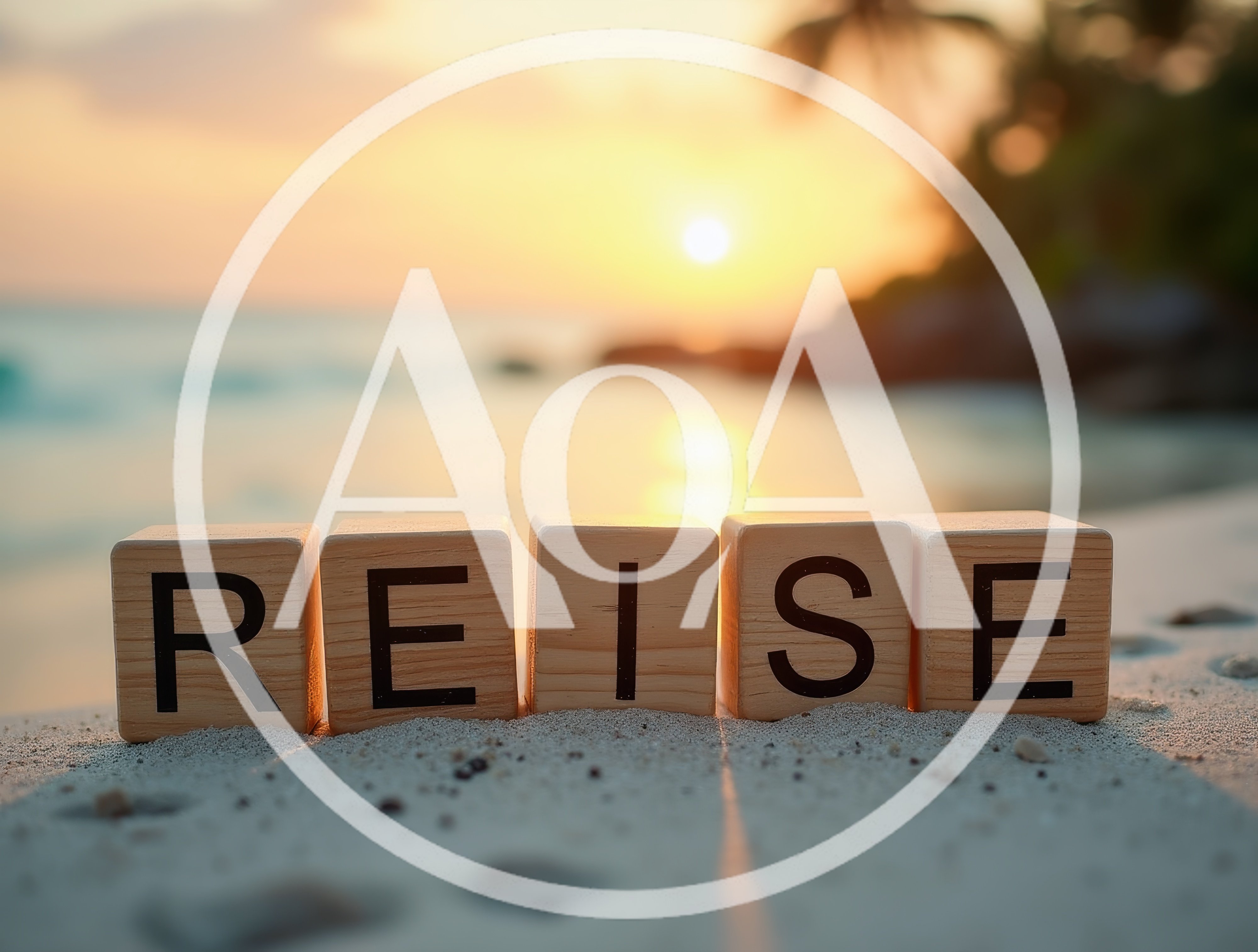 Wooden Blocks Spelling Reise On A Tropical Beach