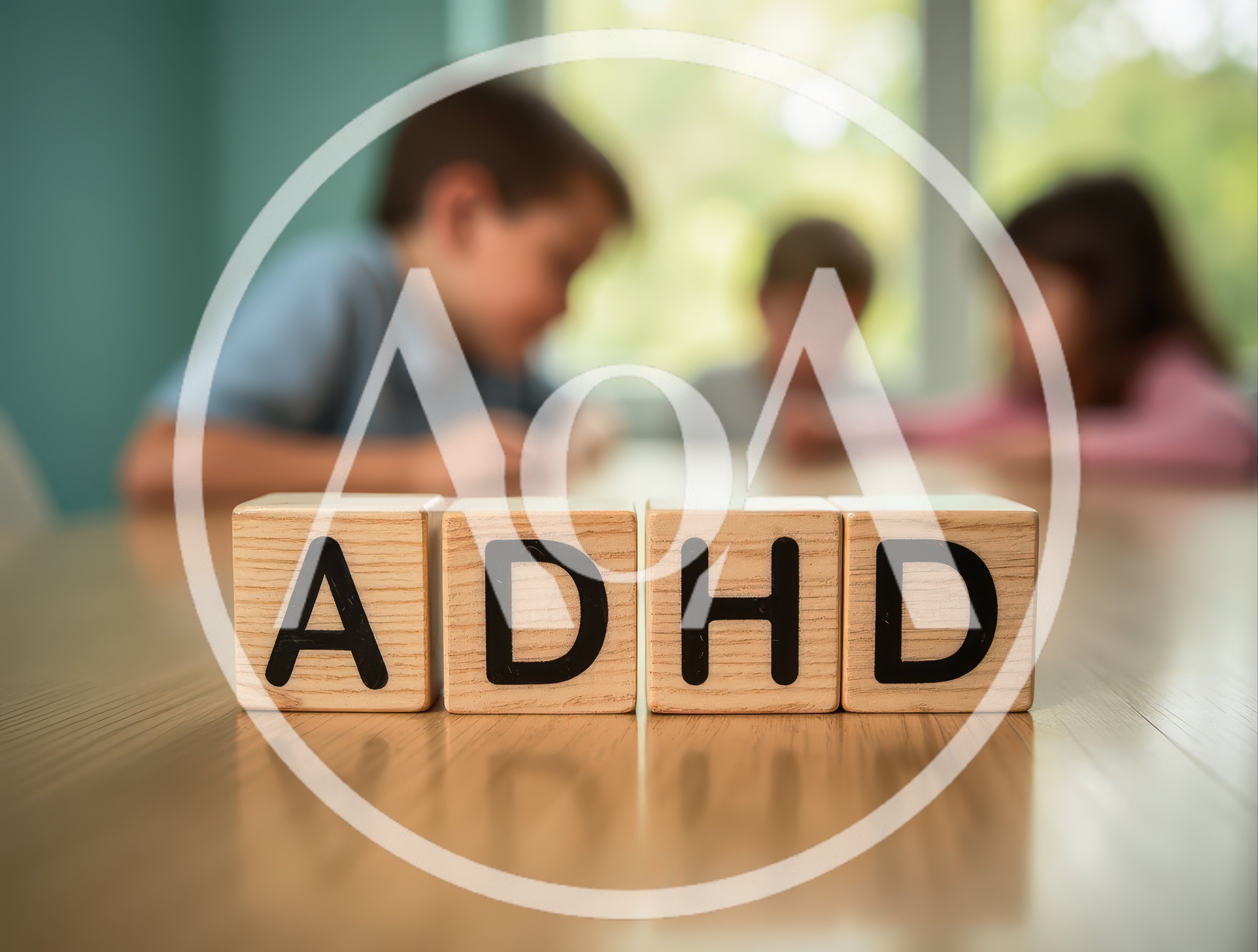 Wooden Blocks Spelling ADHD on a Table
