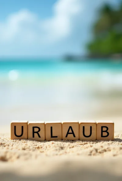 Wooden Blocks Spelling Urlaub On A Tropical Beach