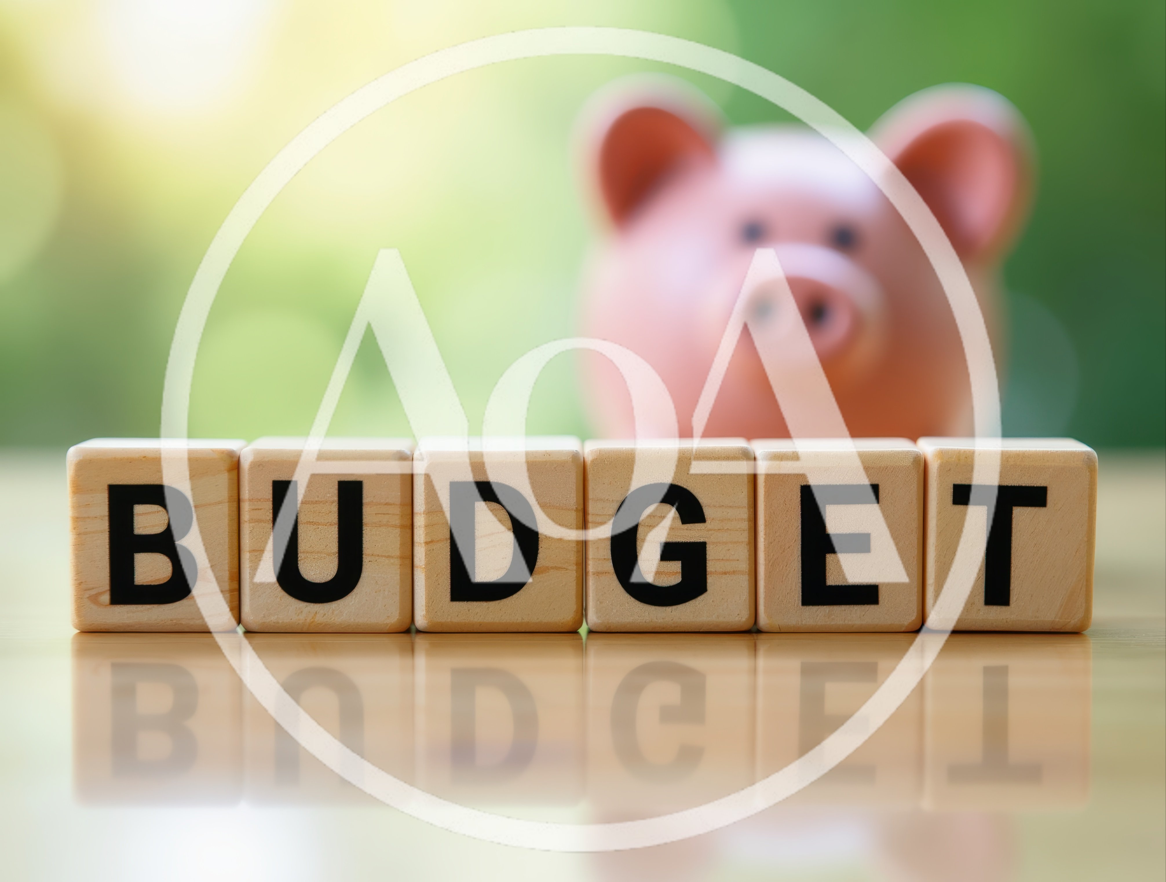 Wooden Blocks Spelling Budget With Piggy Bank