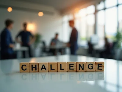Wooden Blocks Spelling Challenge on Office Table