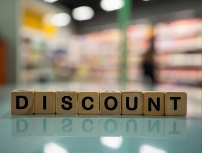 Wooden Blocks Spelling Discount on Reflective Surface