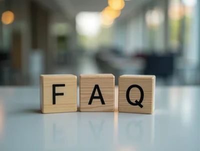 Wooden Blocks Spelling FAQ On A Blurred Office Background